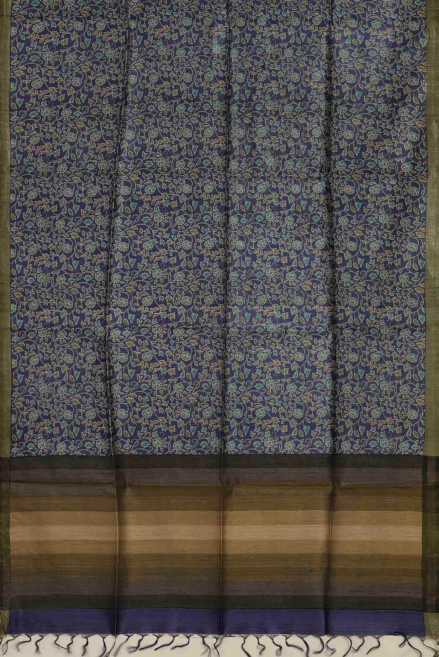 Blue Bhagalpuri Tussar Silk Saree