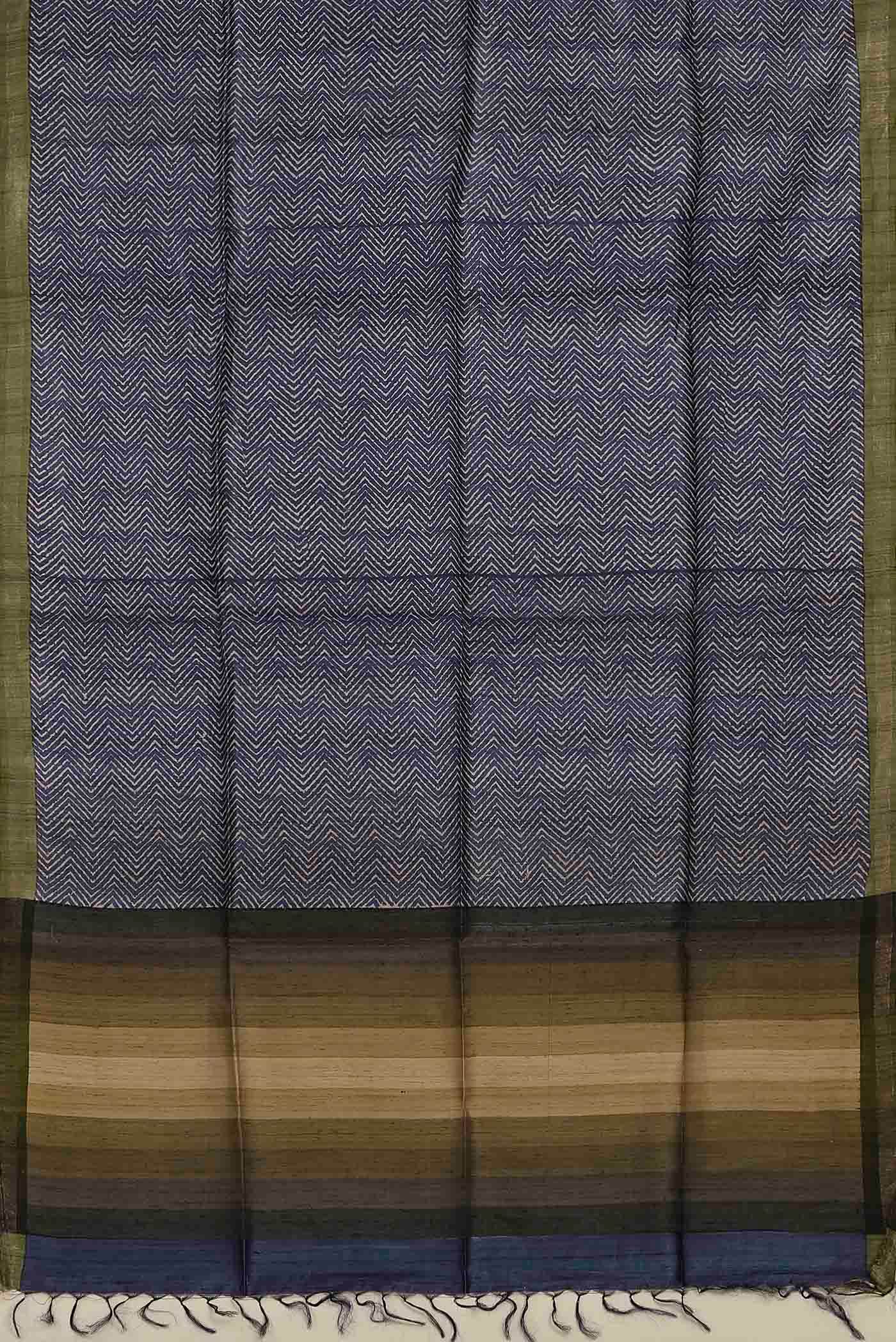 Blue Bhagalpuri Tussar Silk Saree