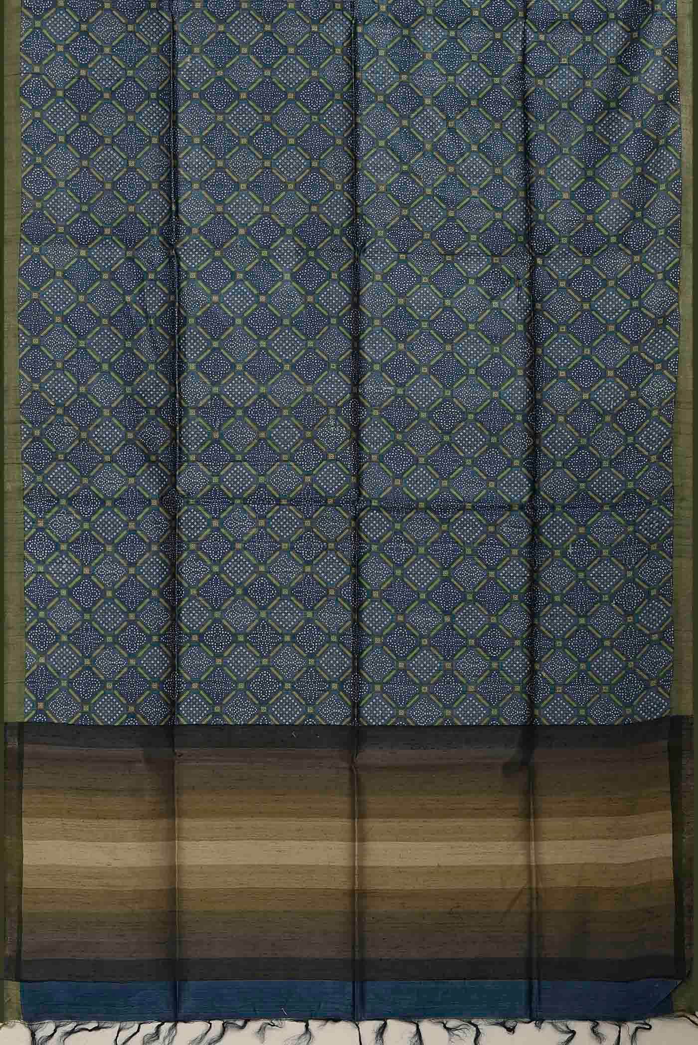 Blue Bhagalpuri Tussar Silk Saree