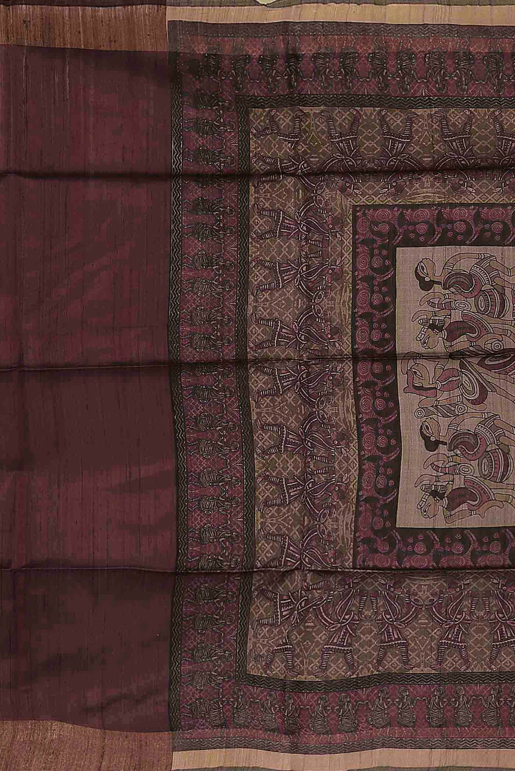 Brown Bhagalpuri Tussar Silk Saree