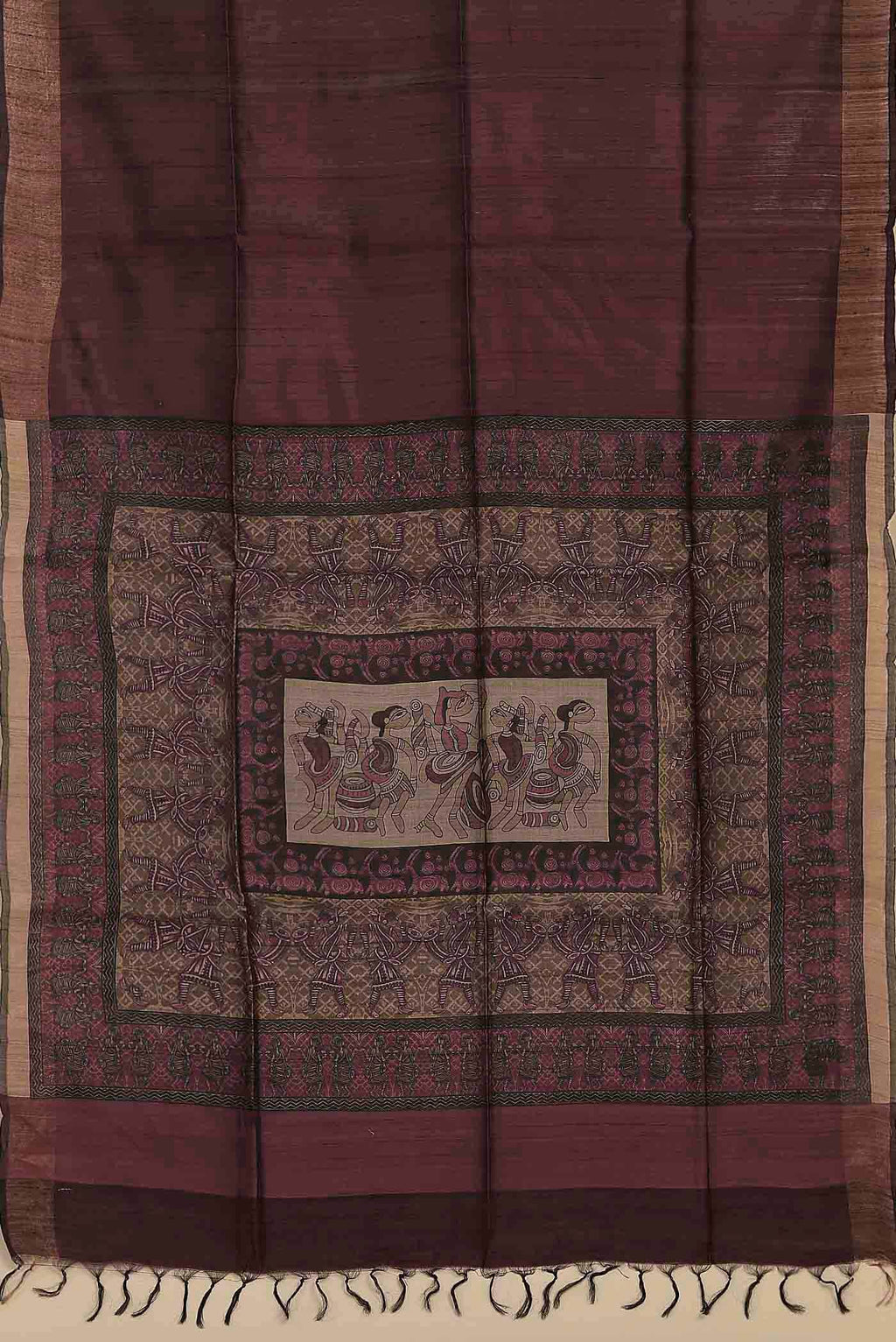 Brown Bhagalpuri Tussar Silk Saree