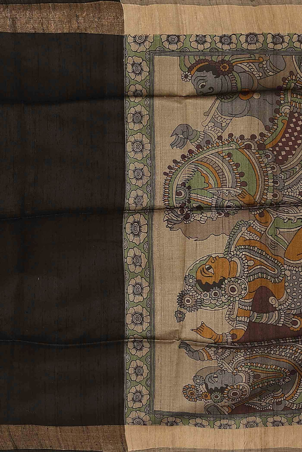 Black Tussar Silk Saree