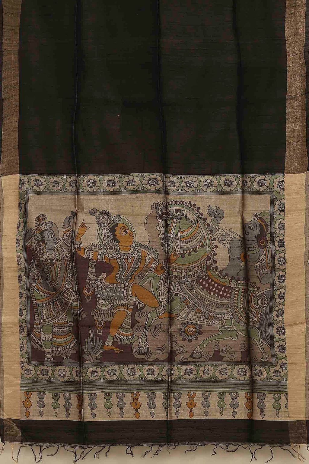 Black Tussar Silk Saree