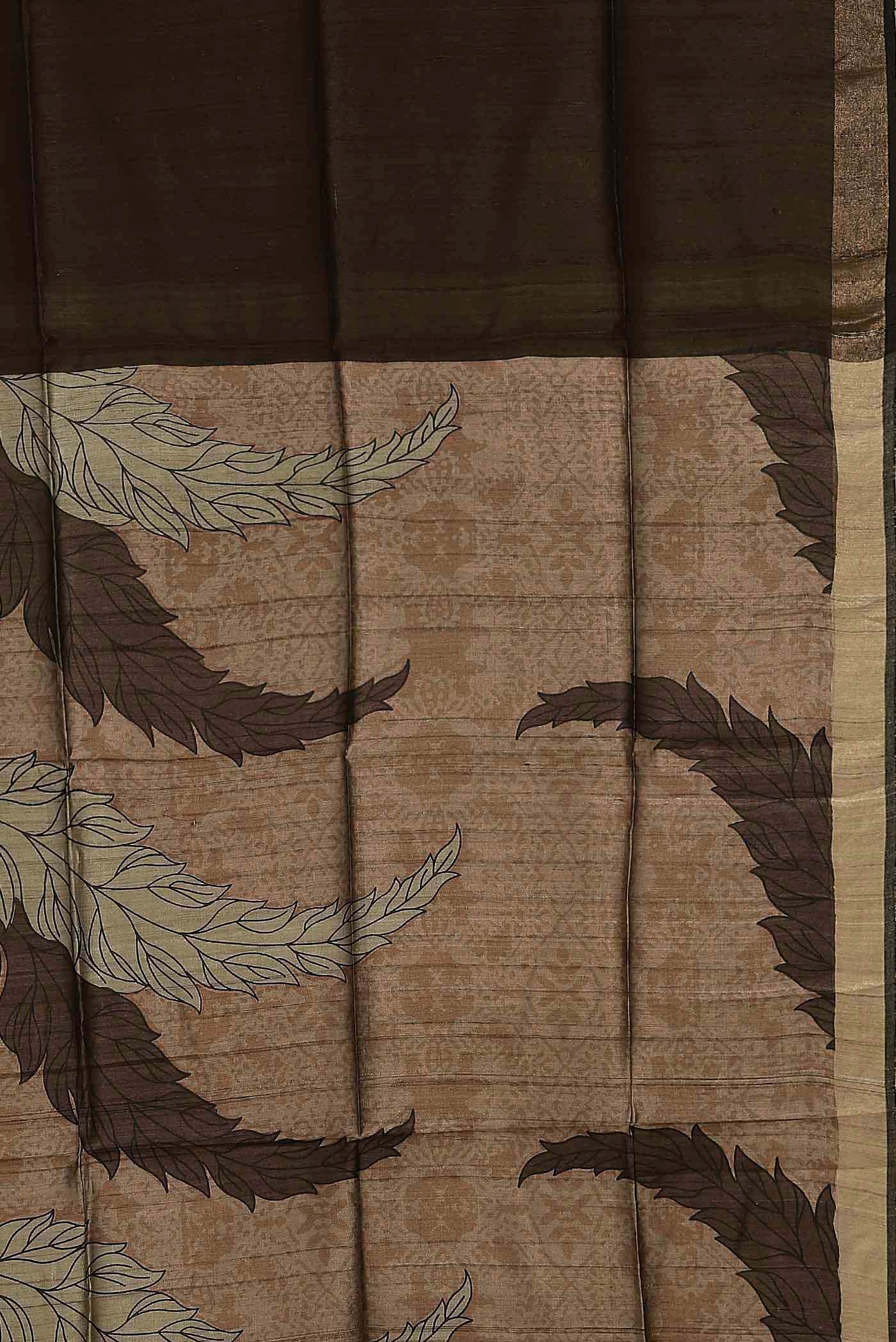 Brown Tussar Silk Saree