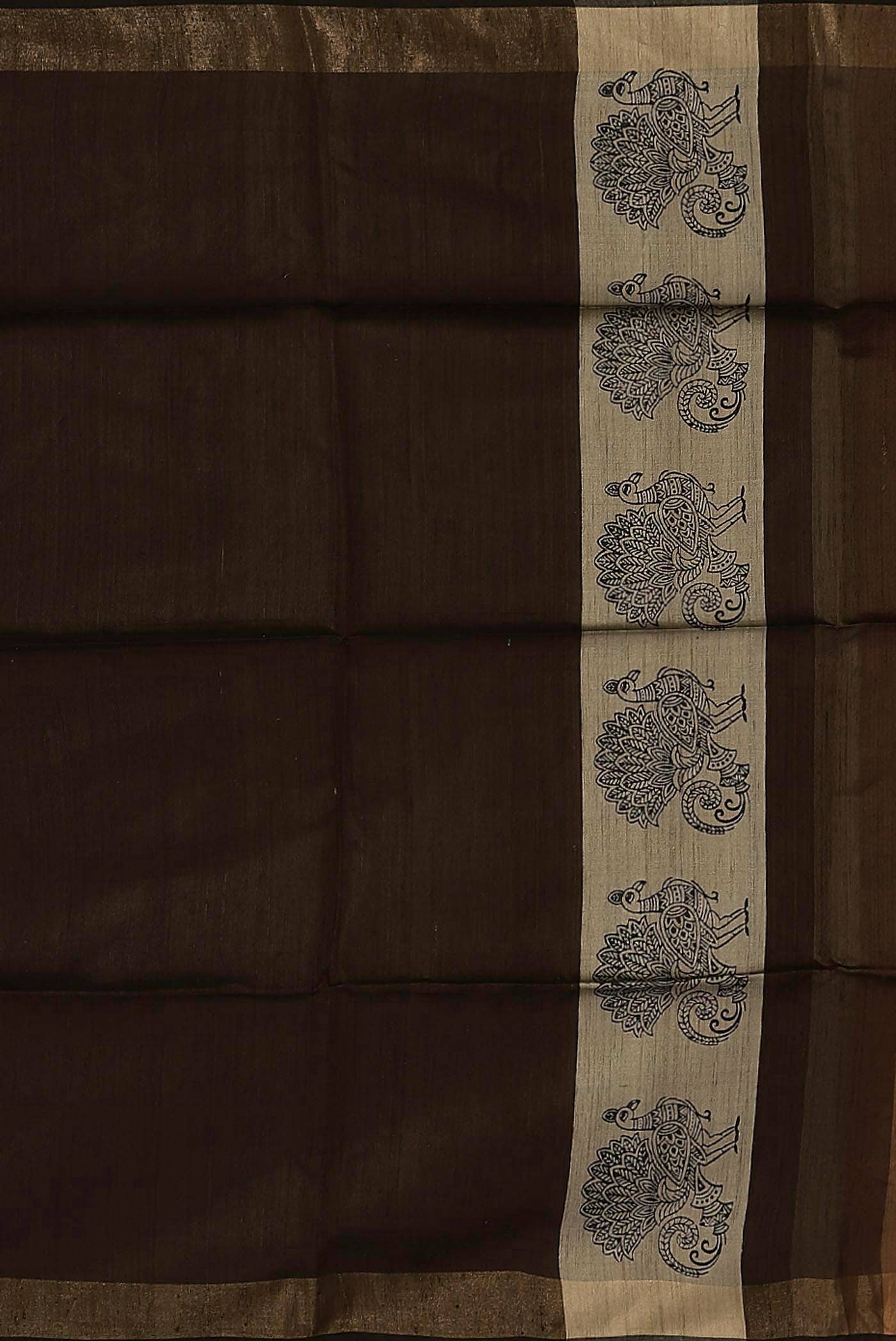 Brown Tussar Silk Saree