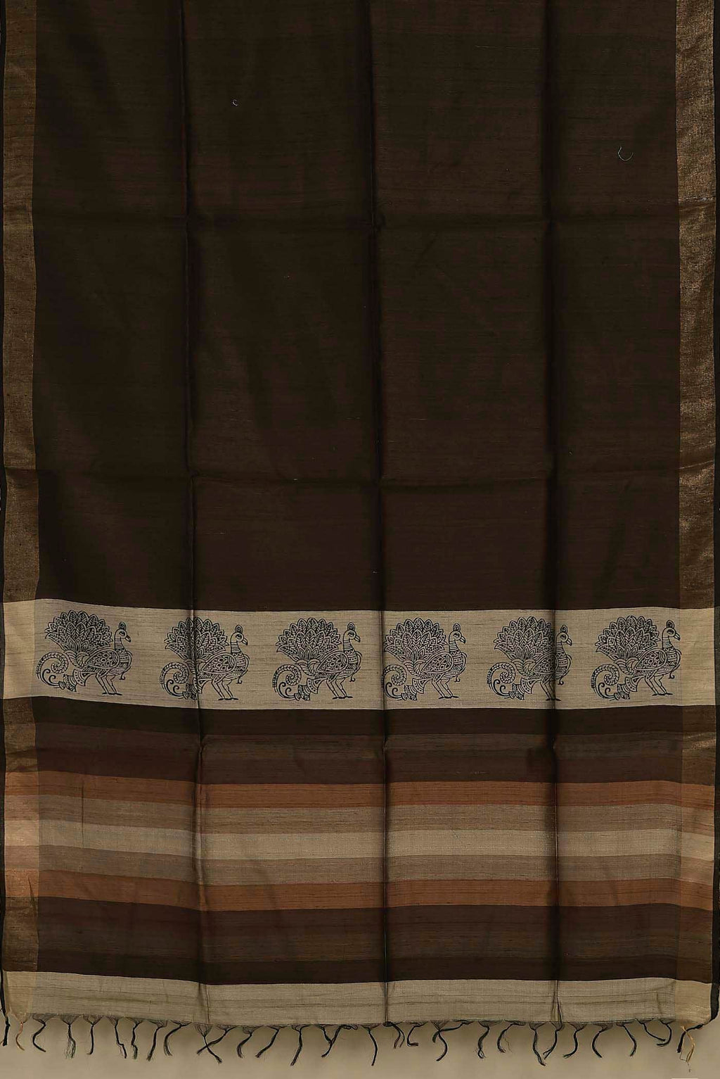 Brown Tussar Silk Saree