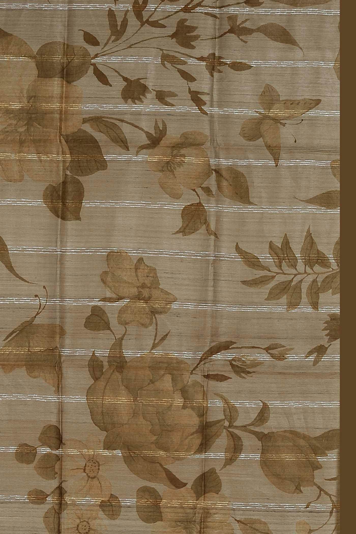 Beige Bhagalpuri Tussar Silk Saree