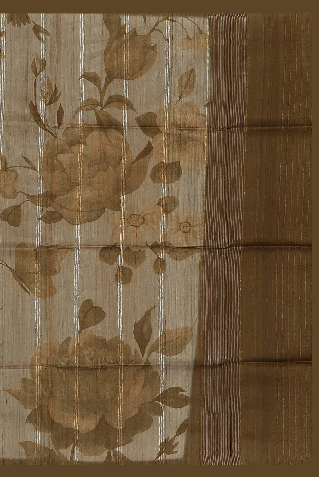 Beige Bhagalpuri Tussar Silk Saree
