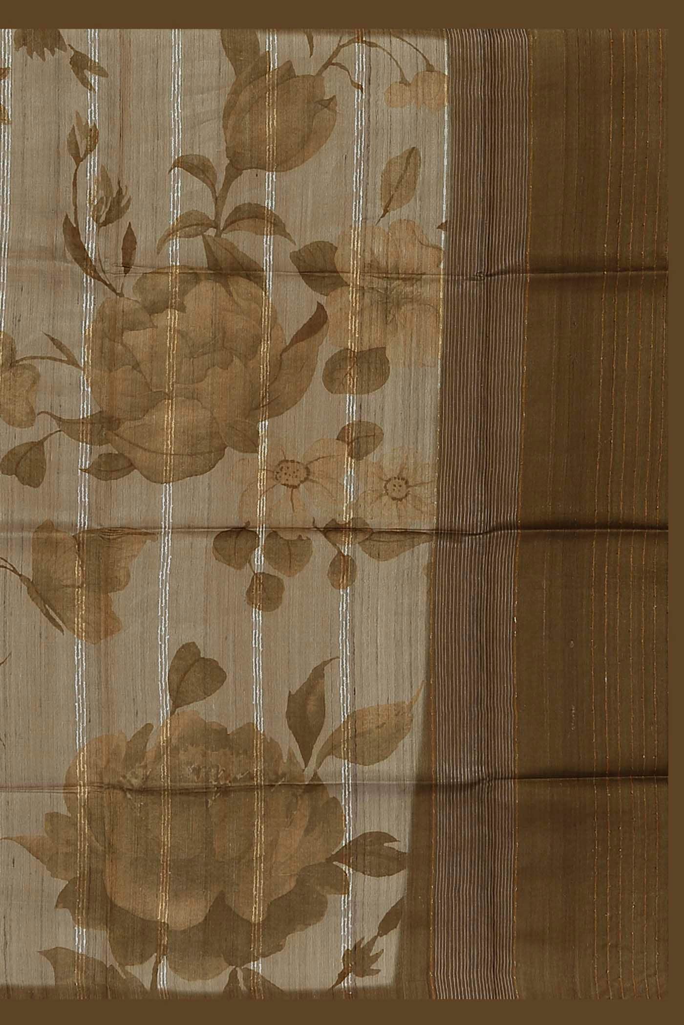 Beige Bhagalpuri Tussar Silk Saree