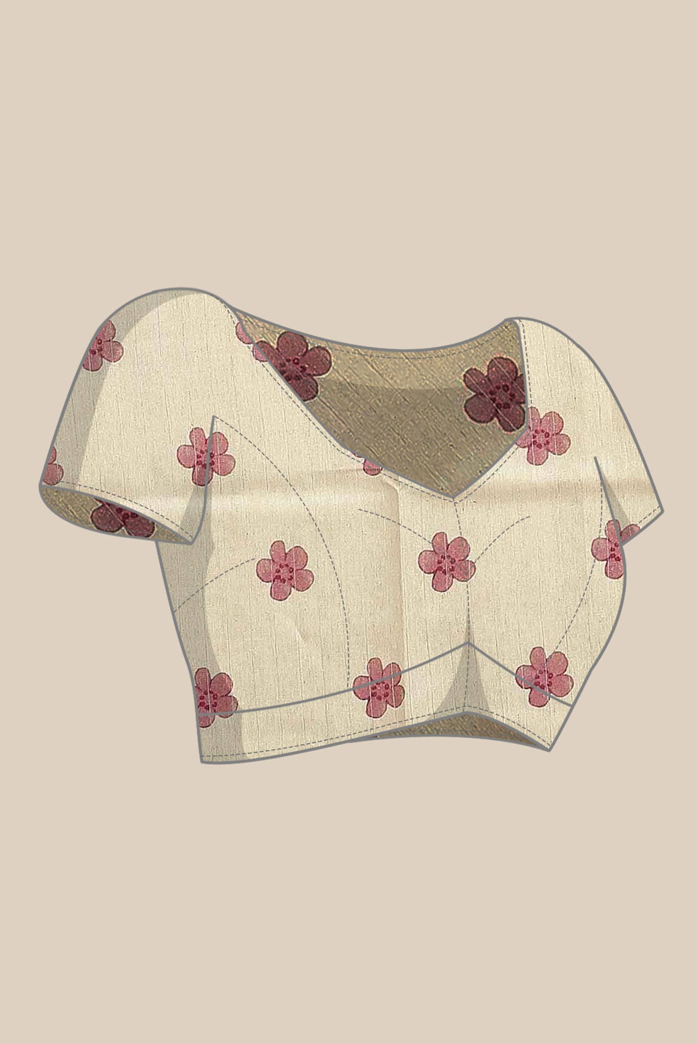 Cream Tussar Silk Saree