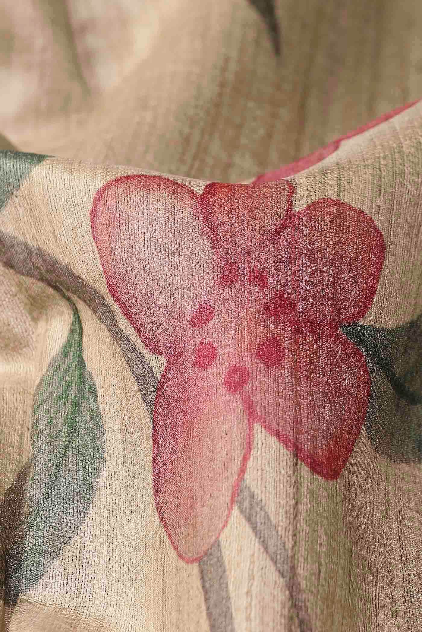 Cream Tussar Silk Saree