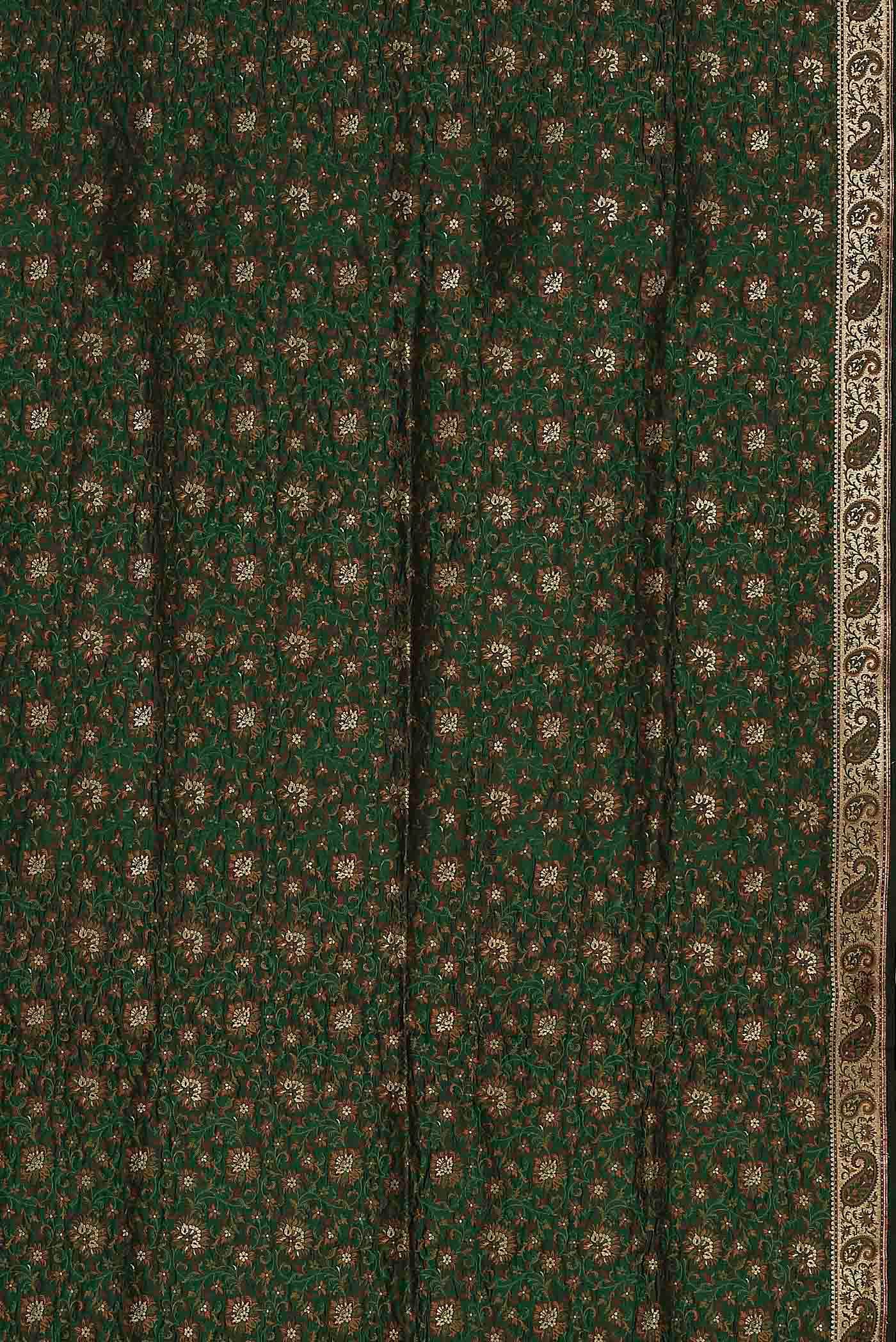 Green Banarasi Tanchoi Silk Saree