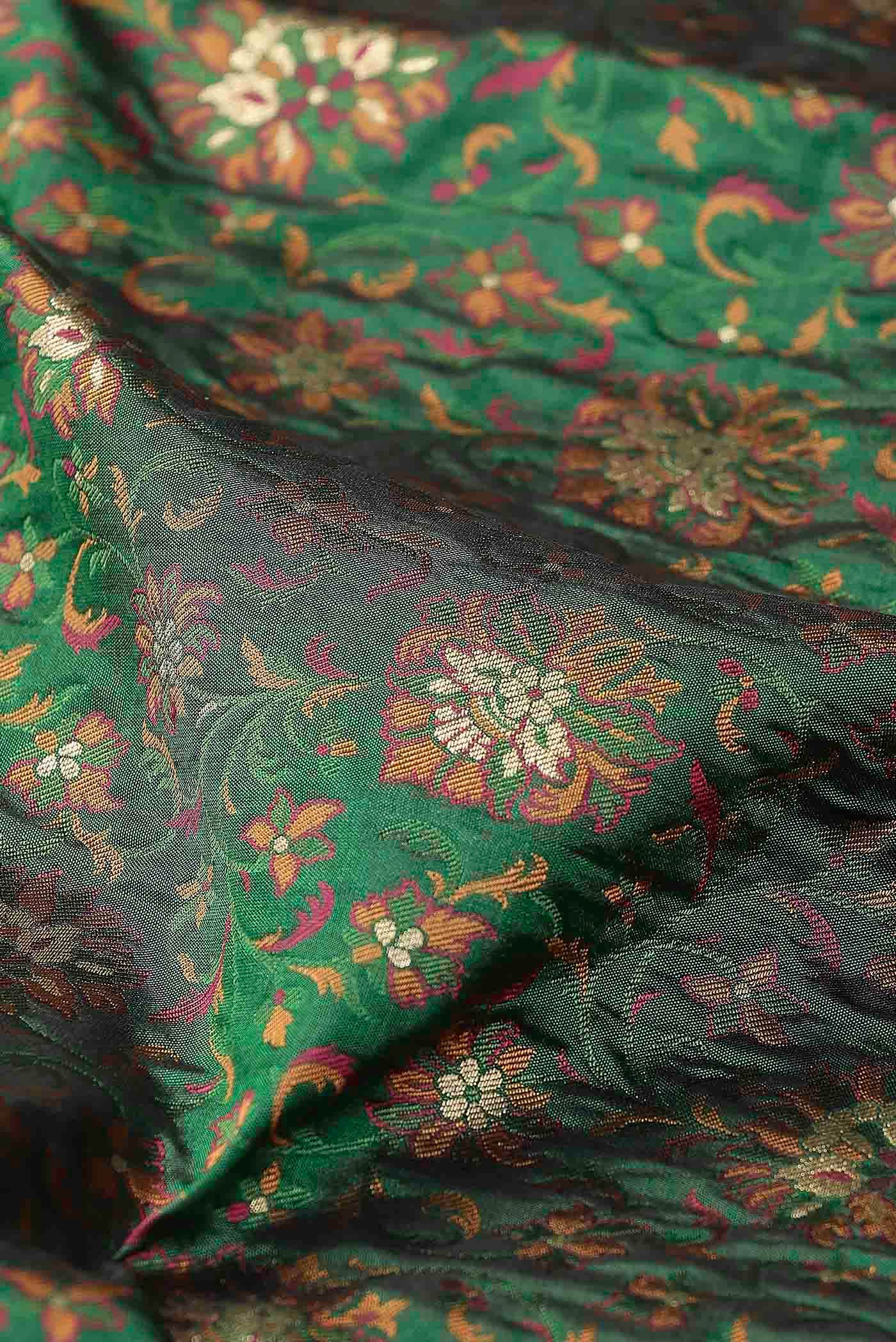 Green Banarasi Tanchoi Silk Saree