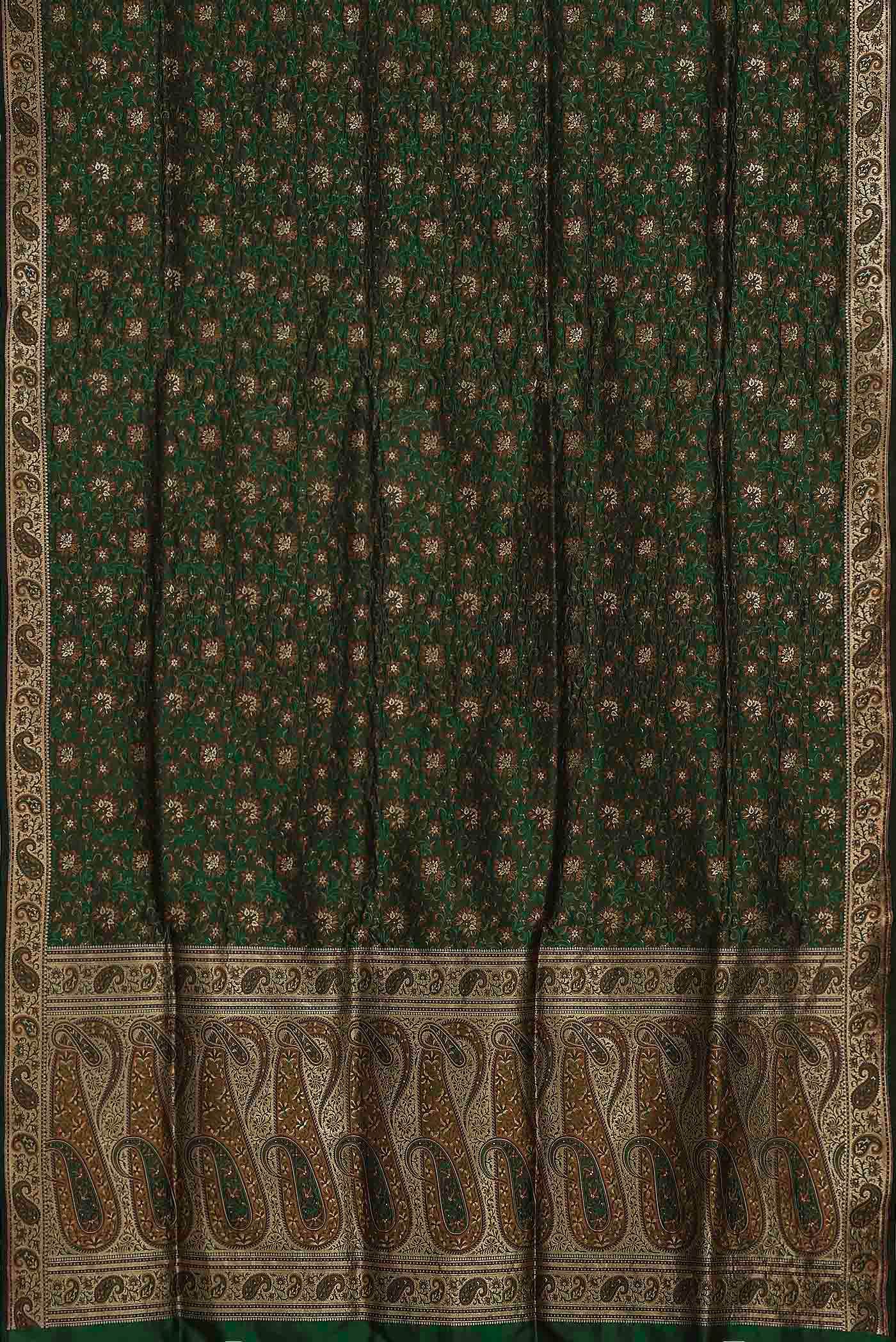 Green Banarasi Tanchoi Silk Saree