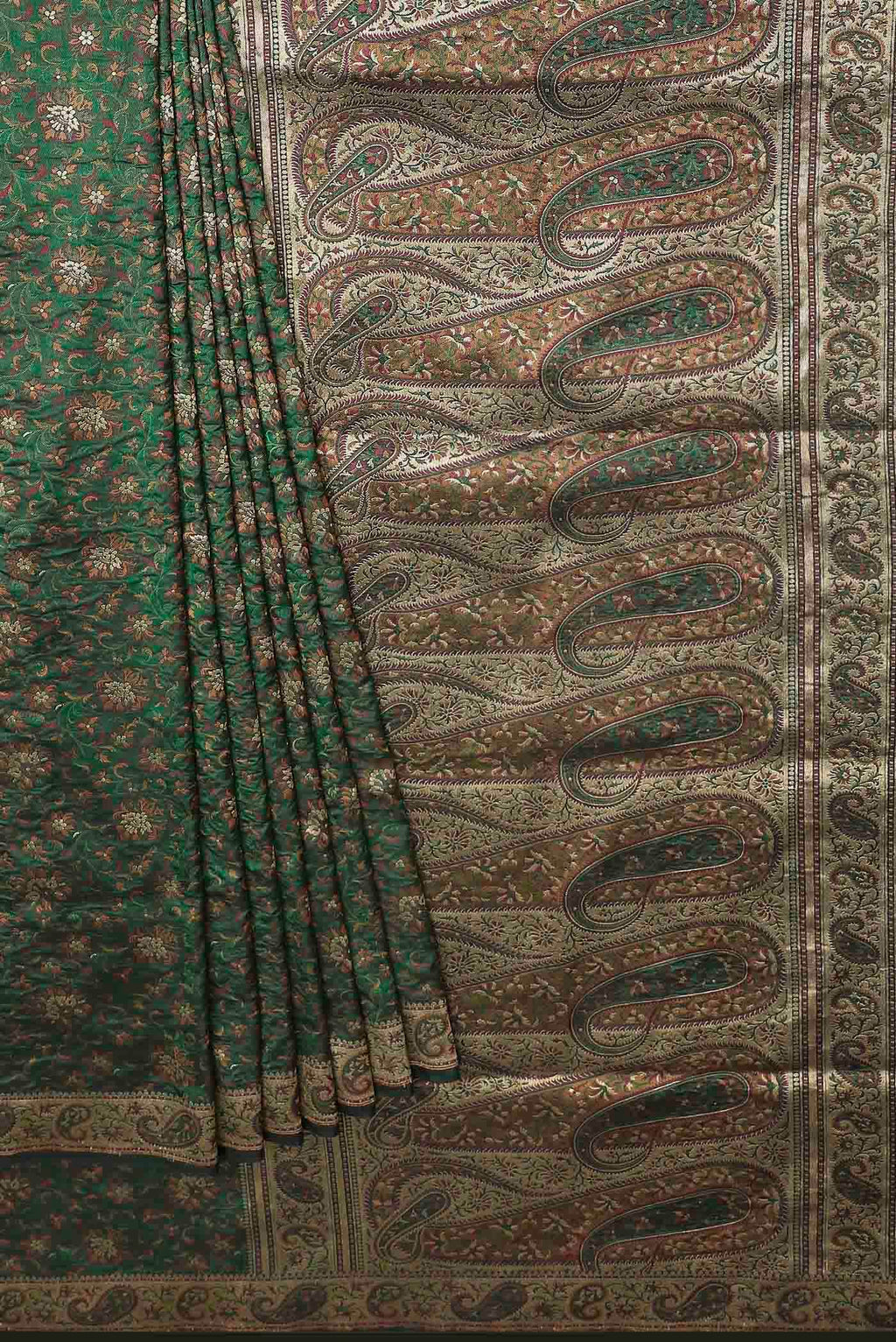 Green Banarasi Tanchoi Silk Saree