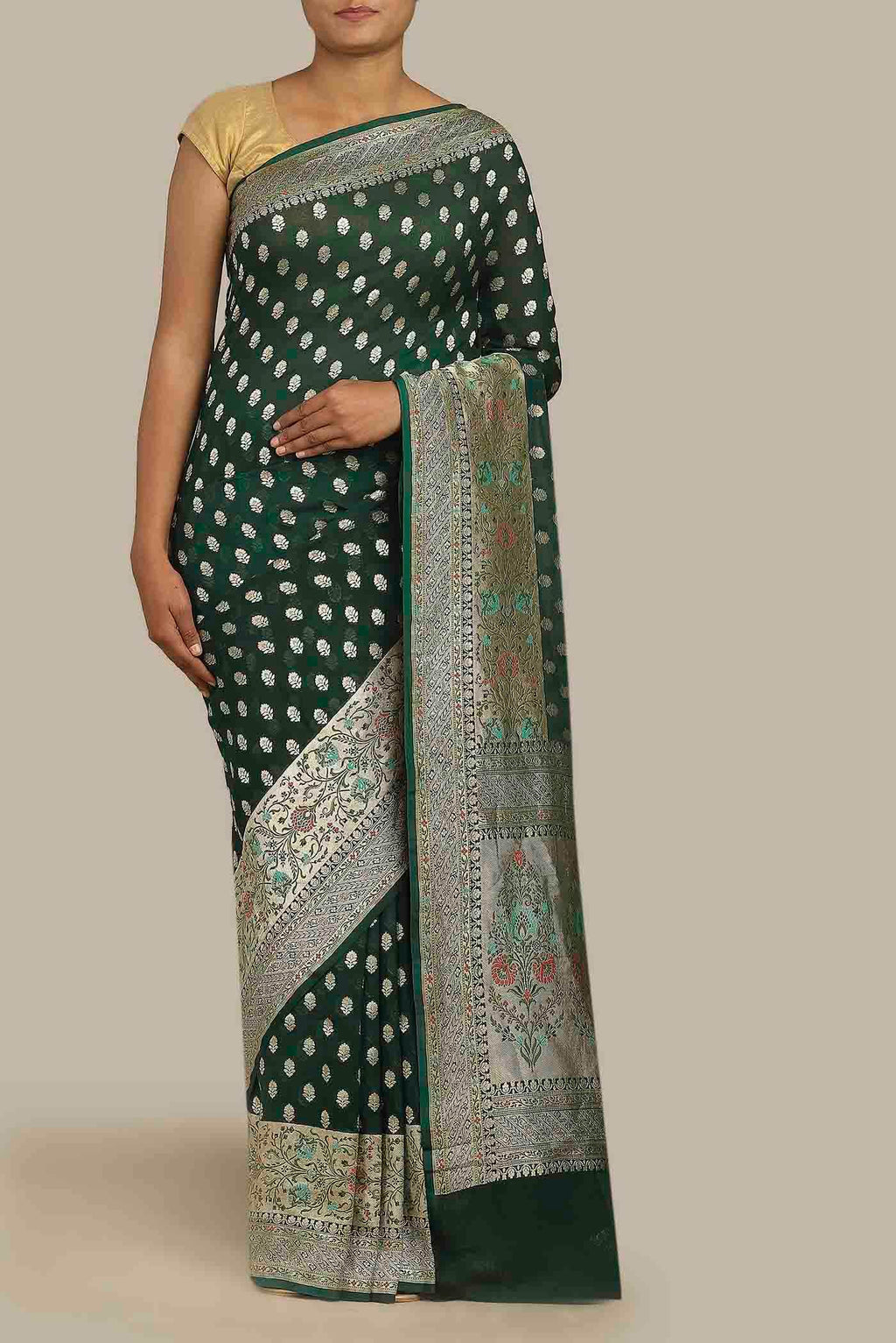 Green Banarasi Georgette Saree