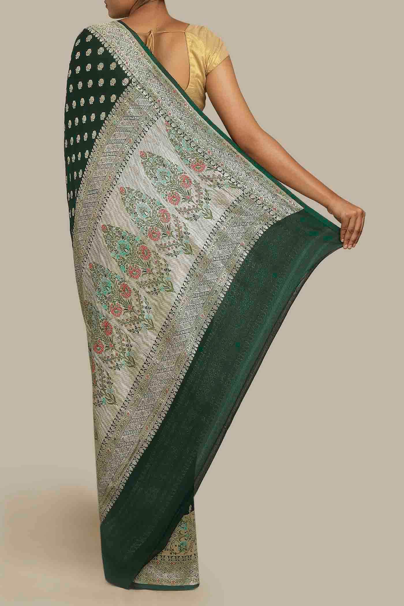 Green Banarasi Georgette Saree