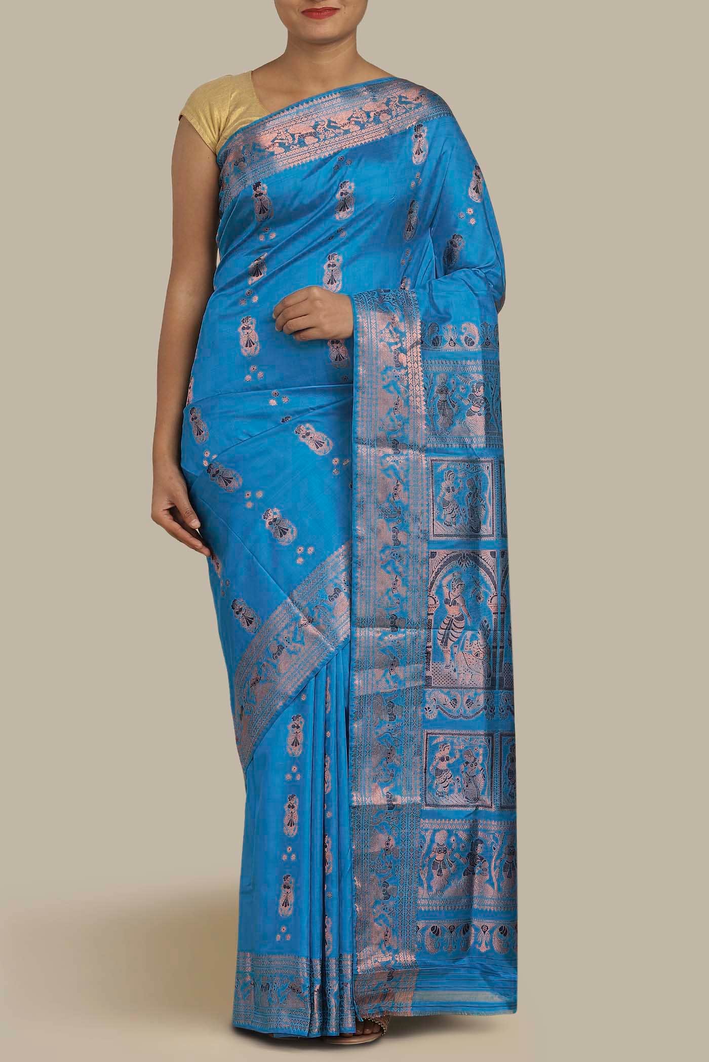 Blue Baluchari Silk Saree