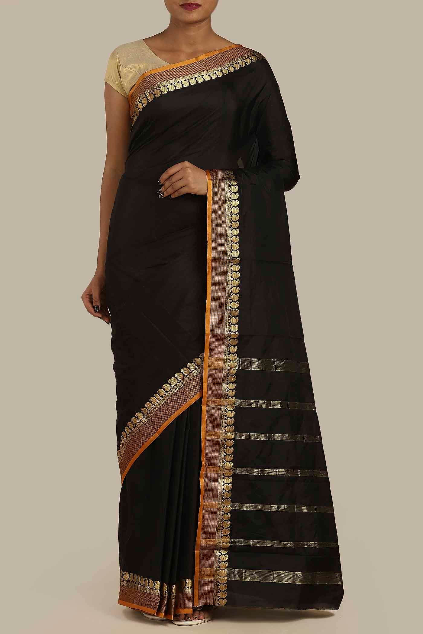 Black Bangalore Silk Saree