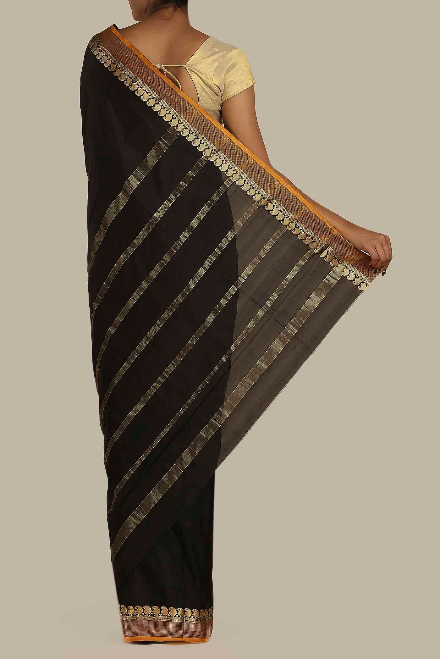 Black Bangalore Silk Saree