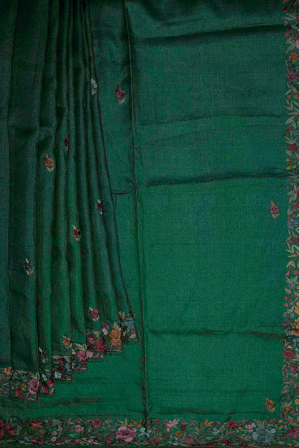Green Bhagalpuri Tussar Silk Saree