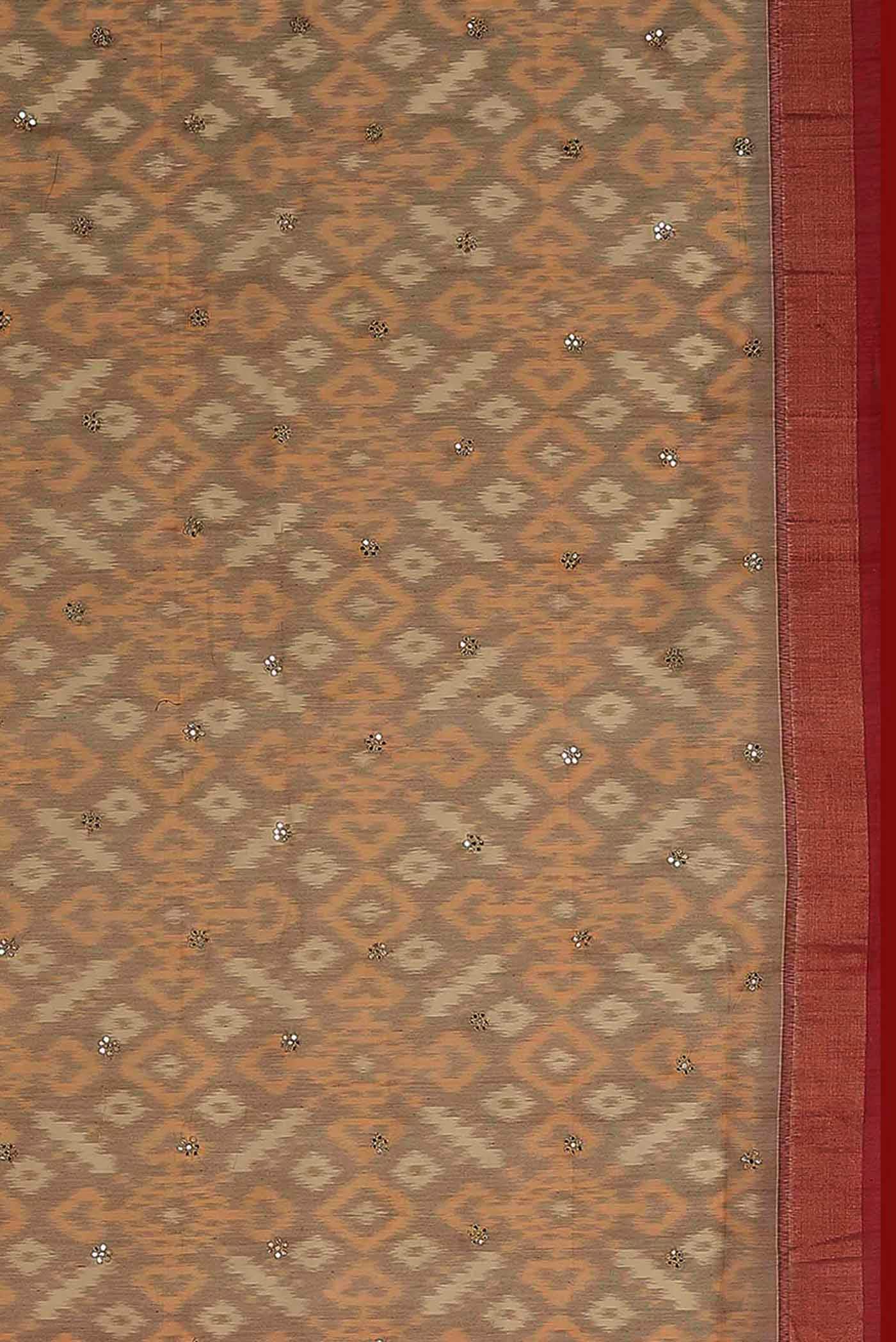 Beige Silk Cotton Saree