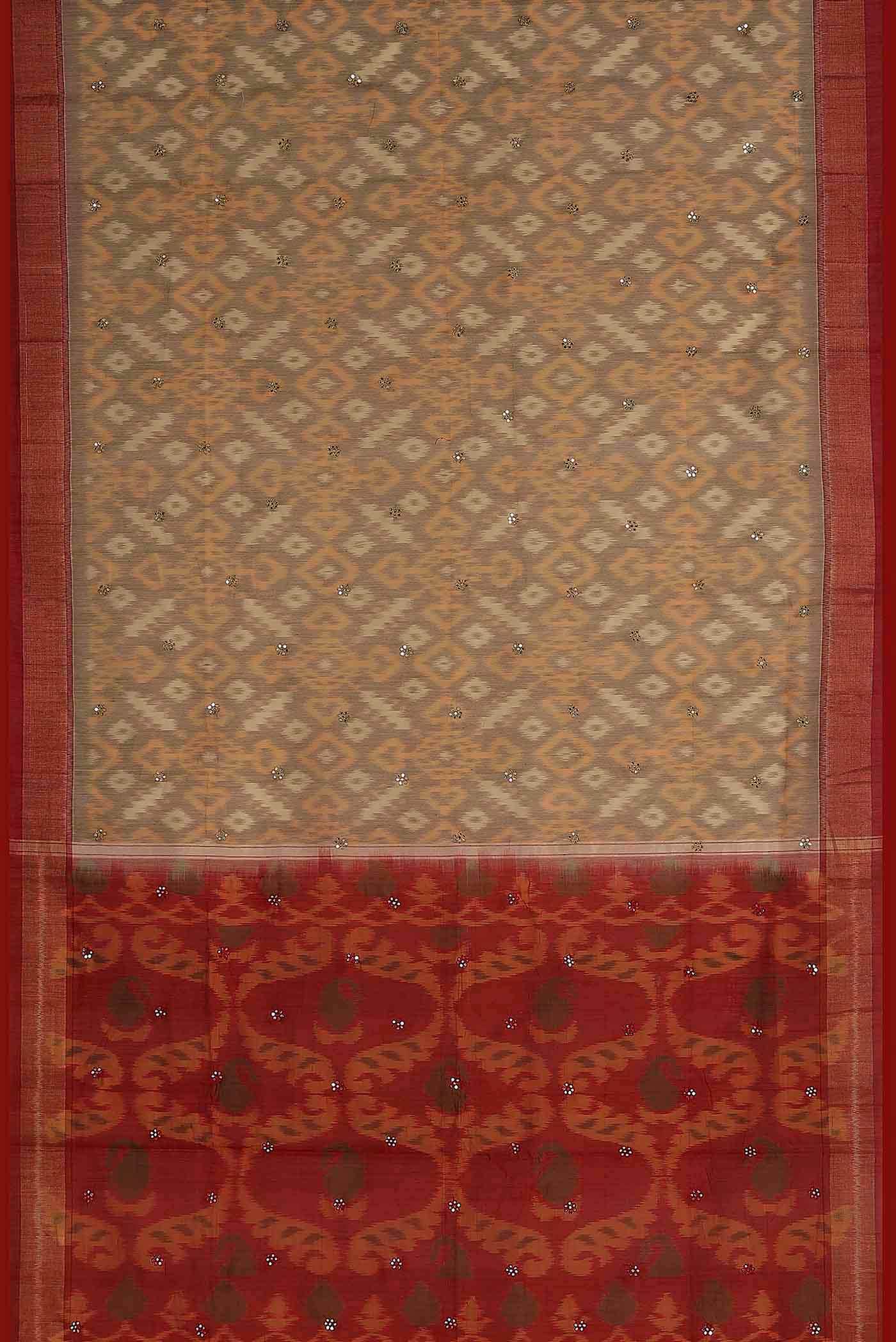 Beige Silk Cotton Saree