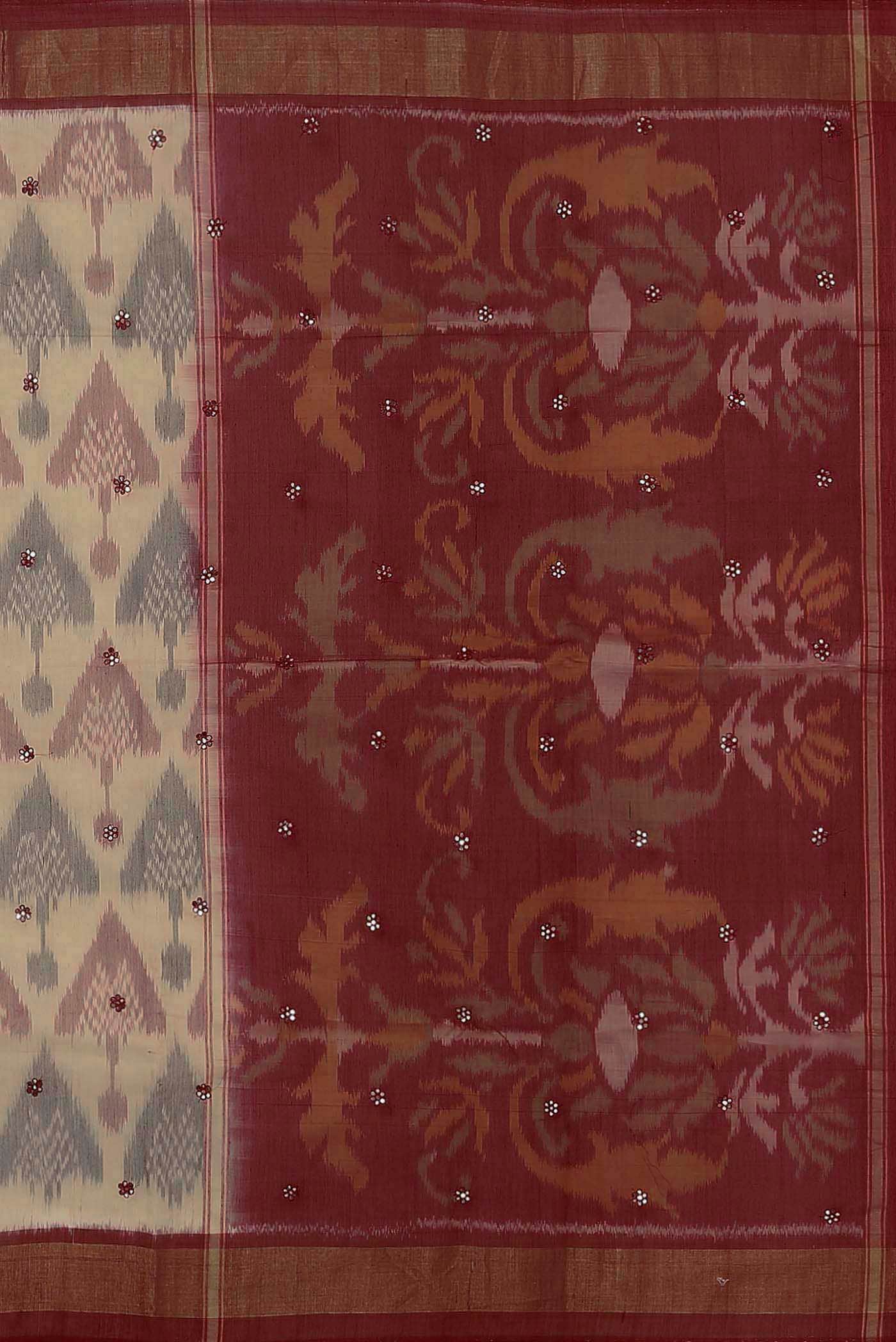 Beige Silk Cotton Saree