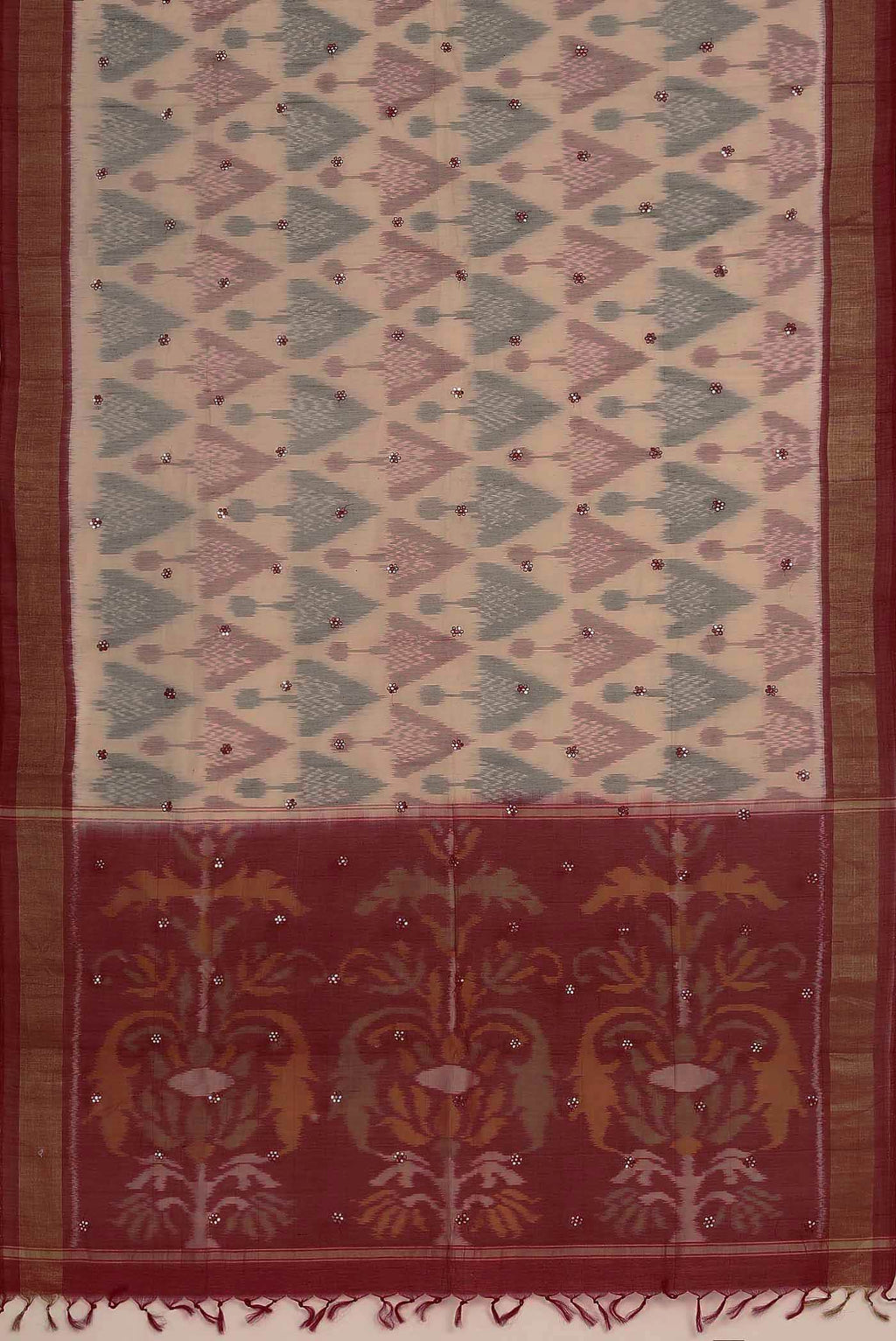 Beige Silk Cotton Saree