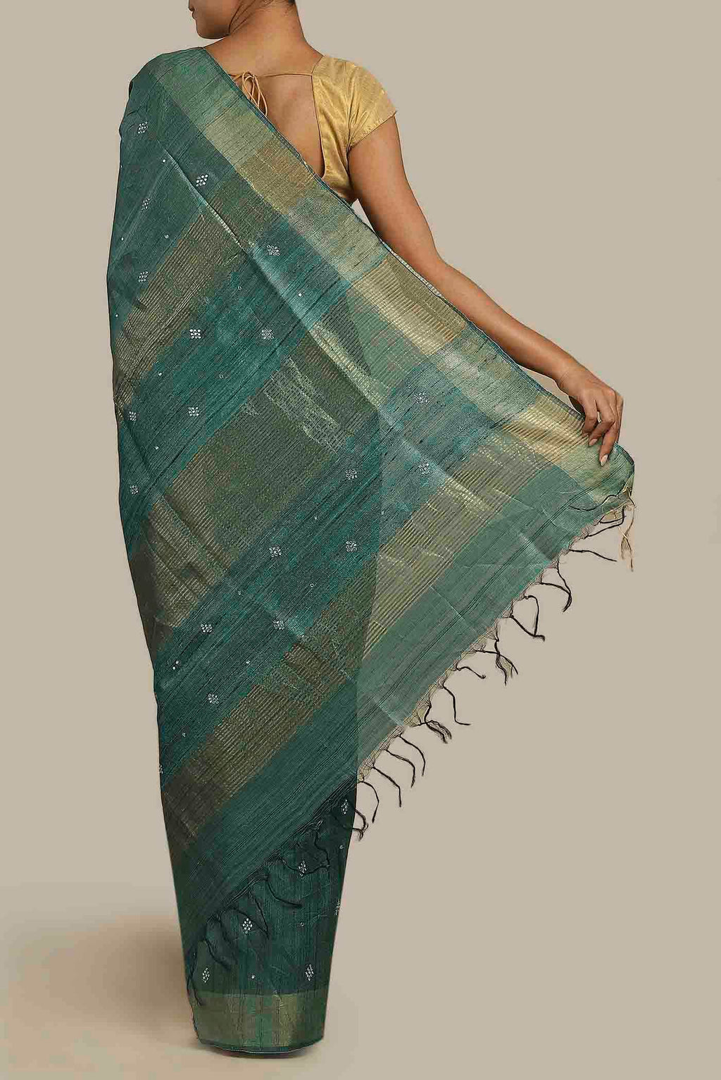 Green Tussar Silk Saree