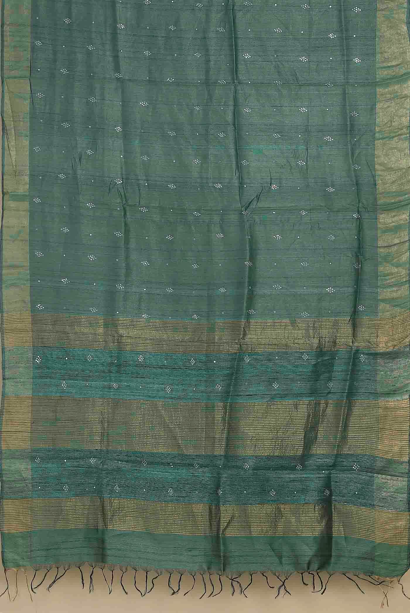 Green Tussar Silk Saree