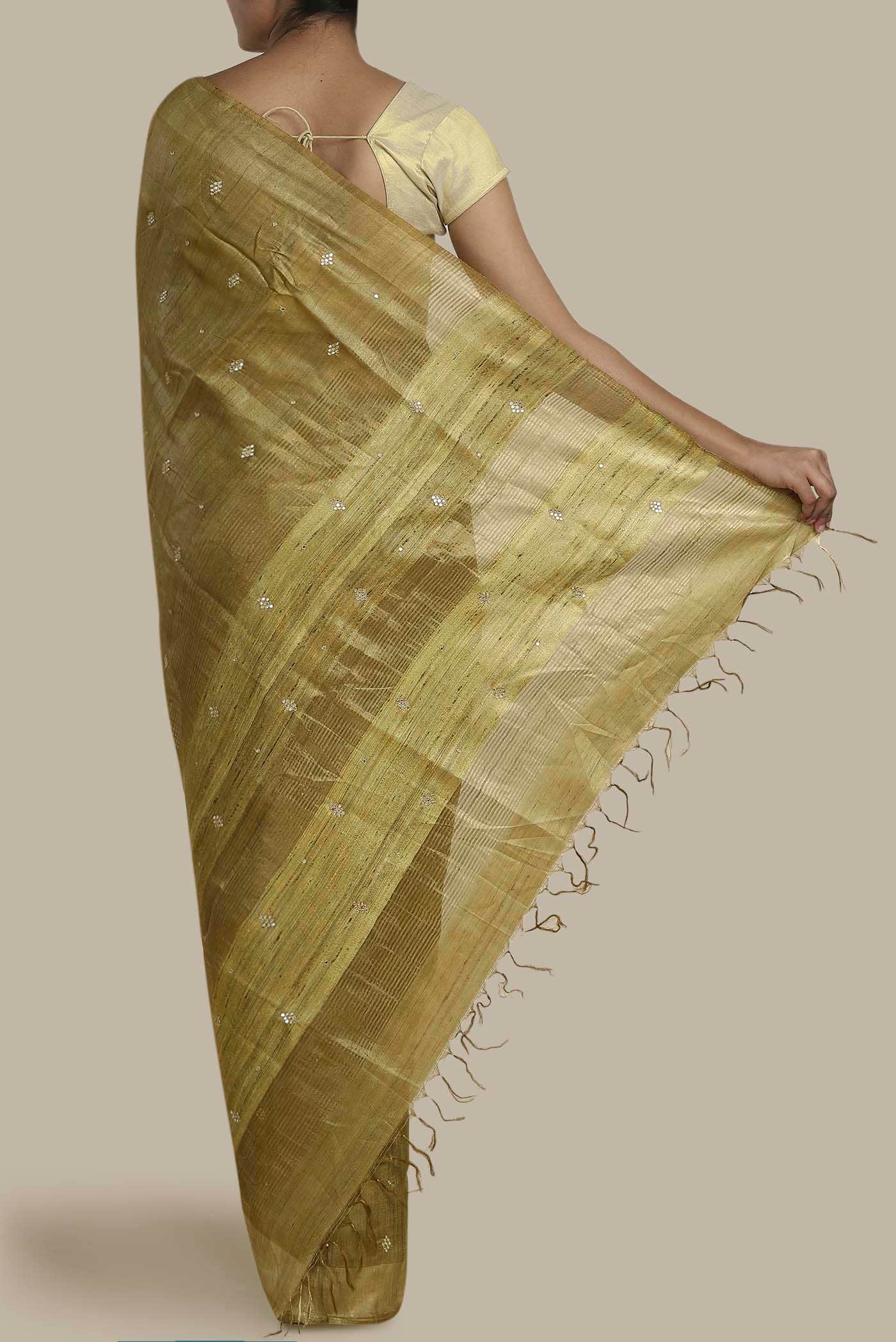 Green Bhagalpuri Tussar Silk Saree