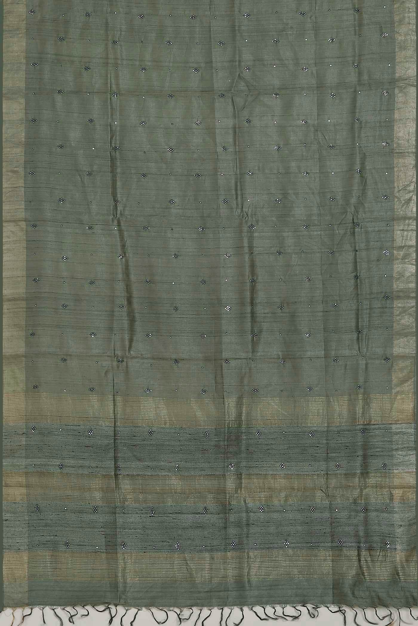 Green Bhagalpuri Tussar Silk Saree