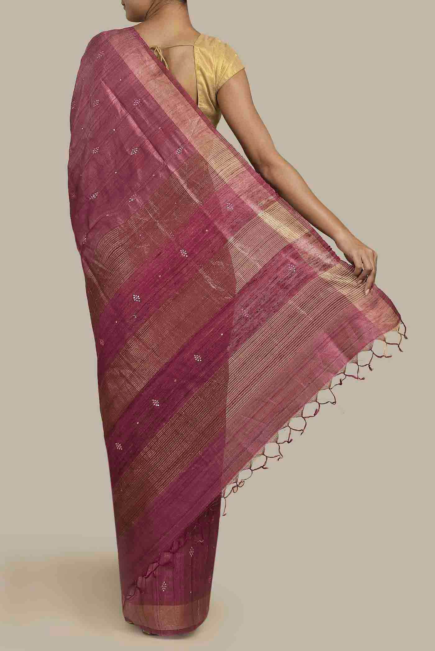 Mauve Tussar Silk Saree
