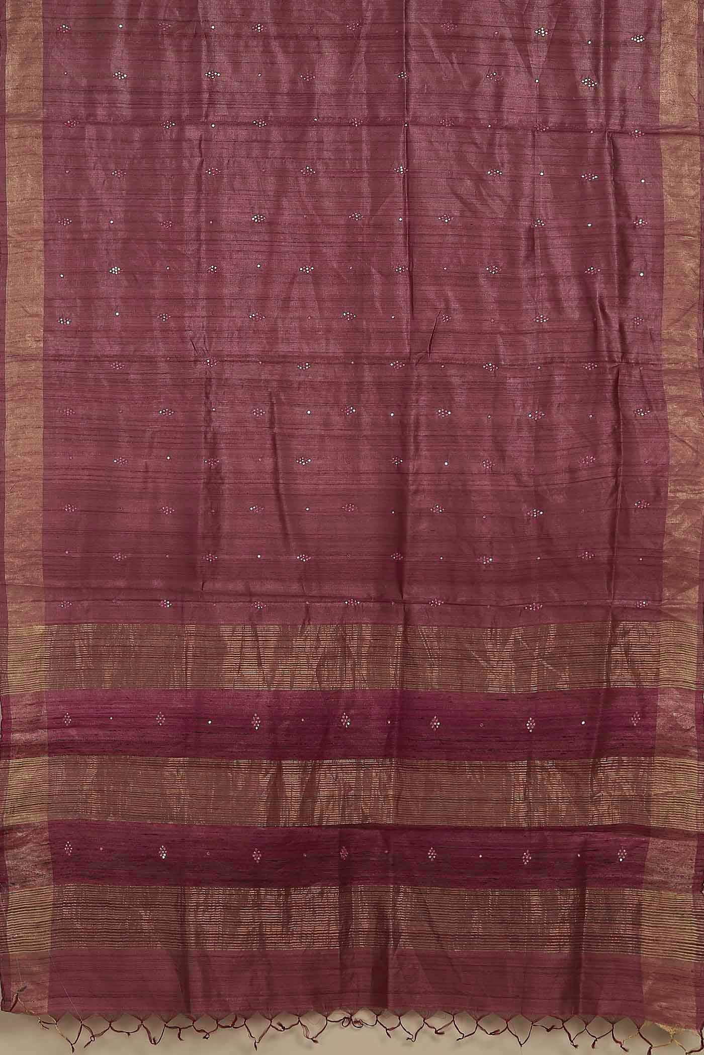 Mauve Tussar Silk Saree