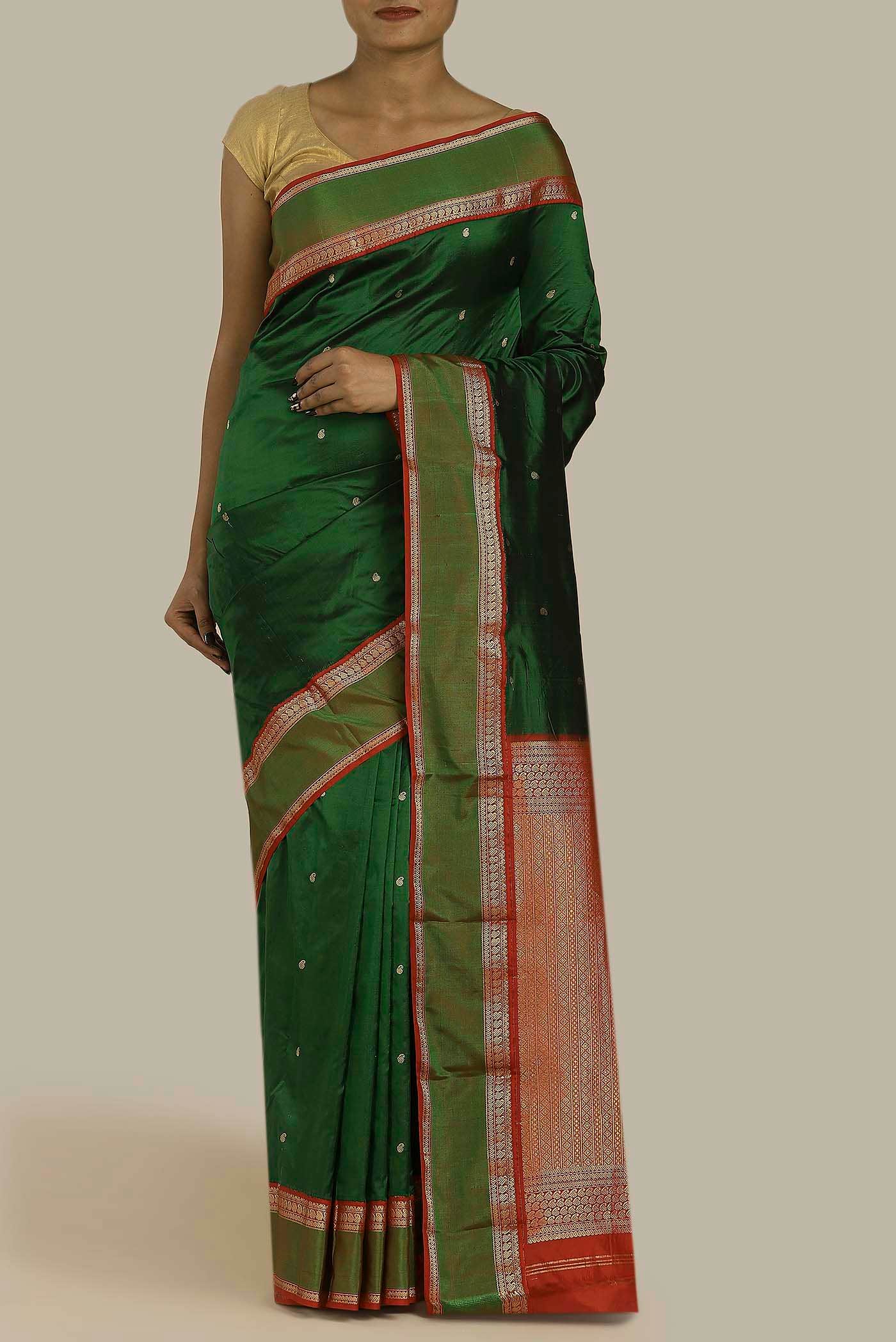 Green Blended Bangalore Silk Saree