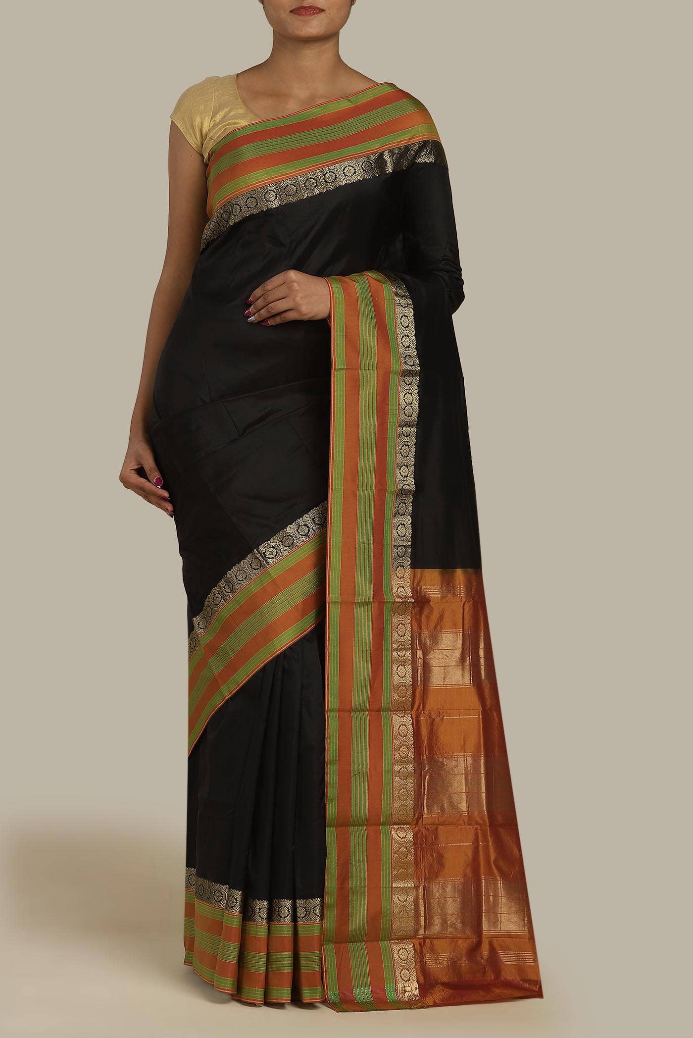 Black Bangalore Silk Saree