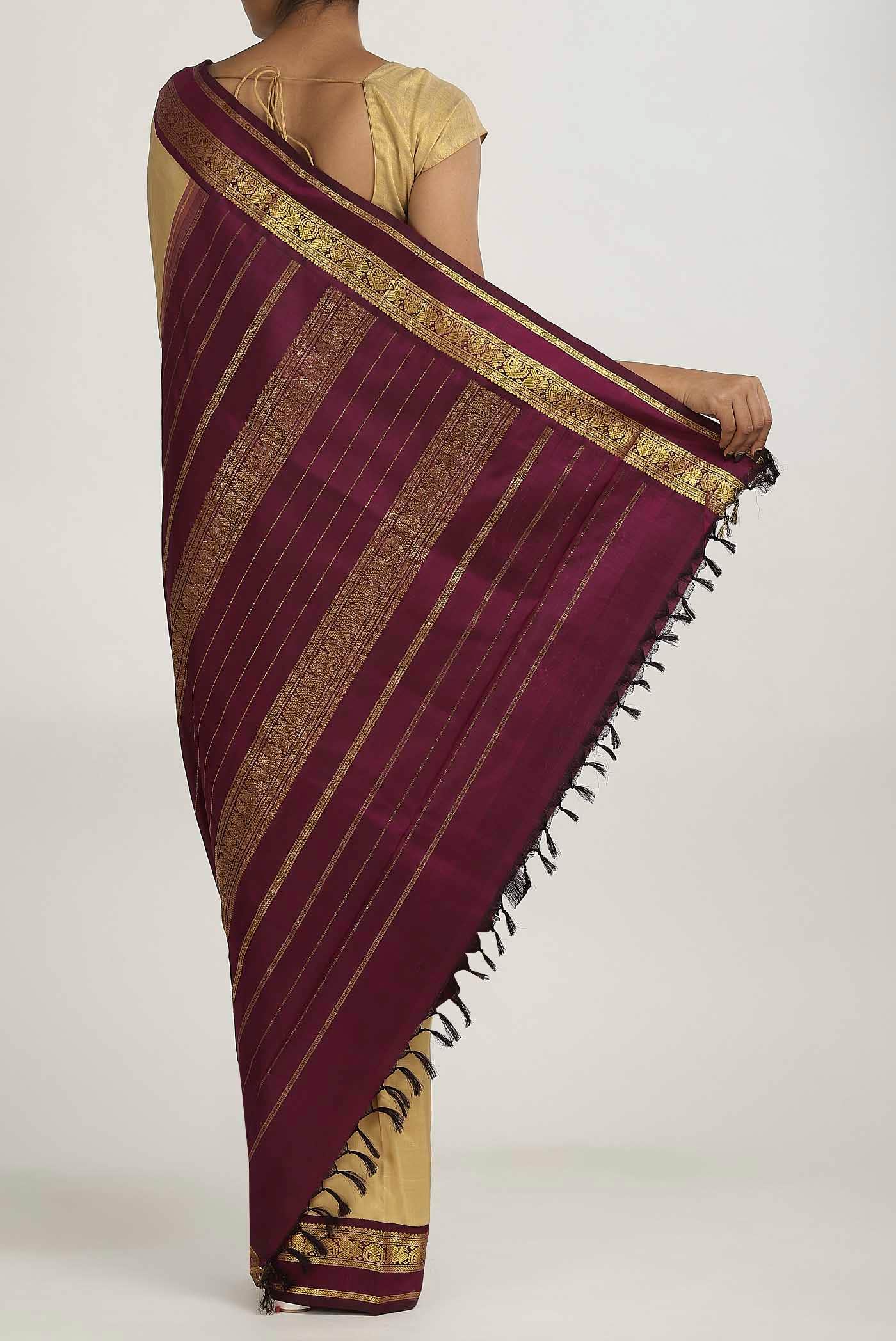 Beige Kanchipuram Silk Saree