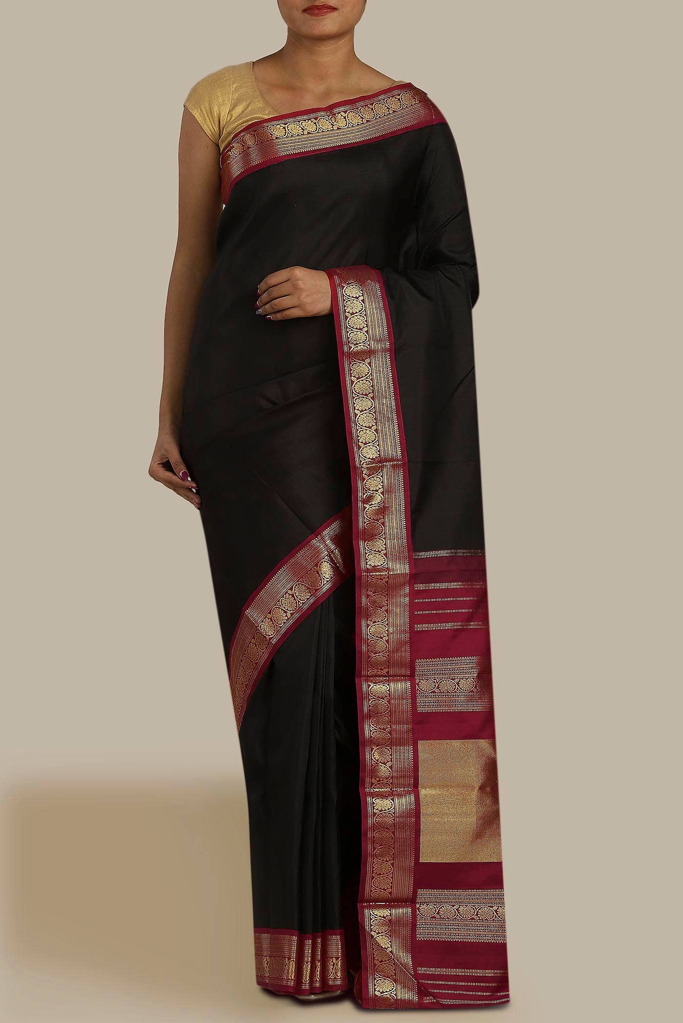 Black Kanchipuram Silk Saree