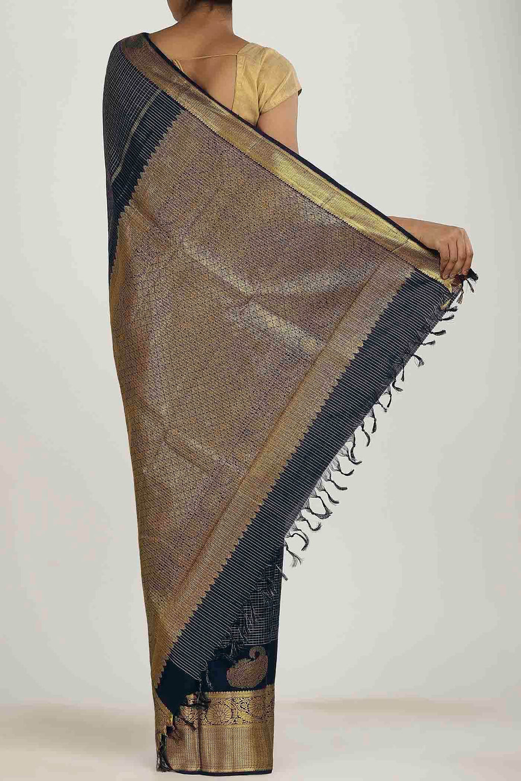 Navy Blue Kanchipuram Silk Saree