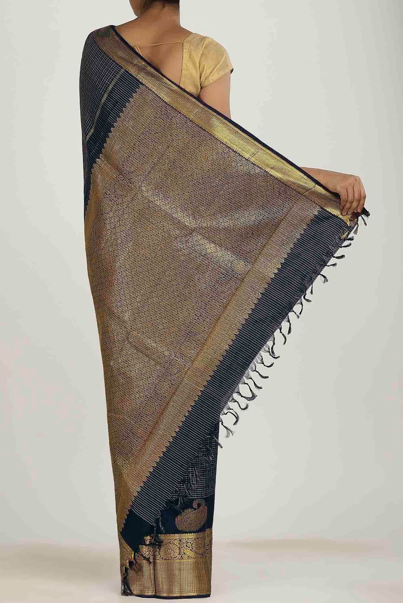 Navy Blue Kanchipuram Silk Saree