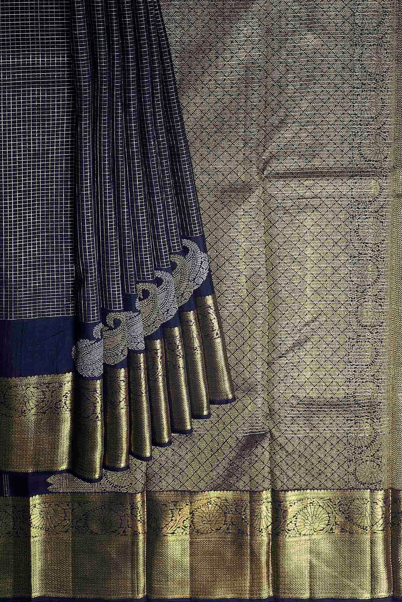 Navy Blue Kanchipuram Silk Saree