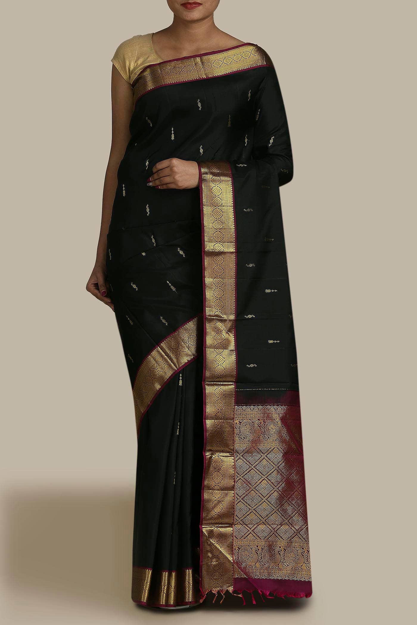 Black Kanchipuram Silk Saree
