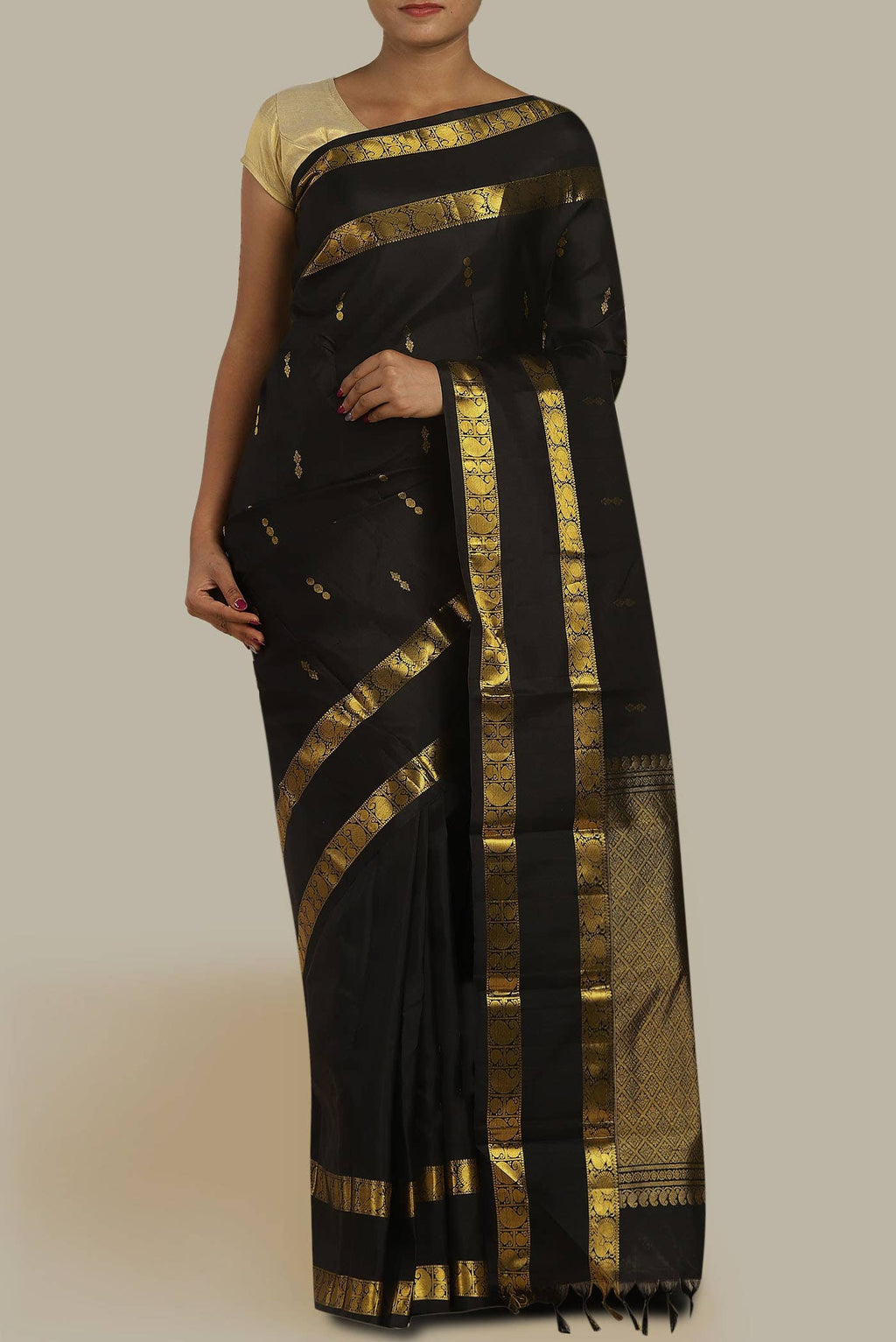 Black Kanchipuram Silk Saree