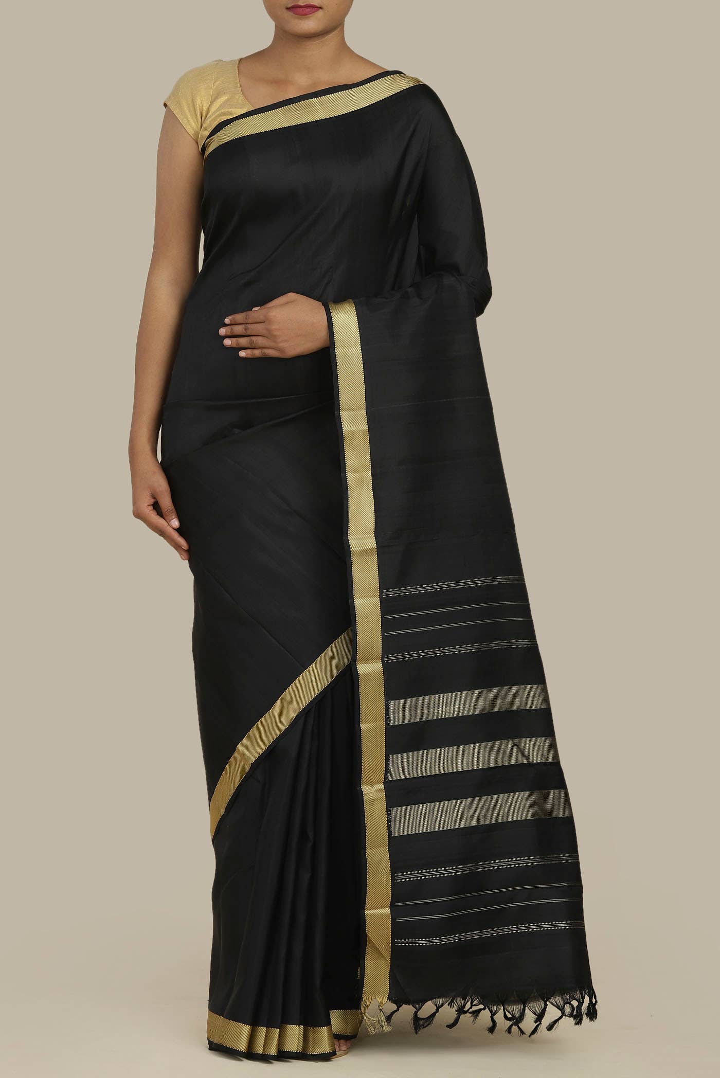 Black Kanchipuram Silk Saree