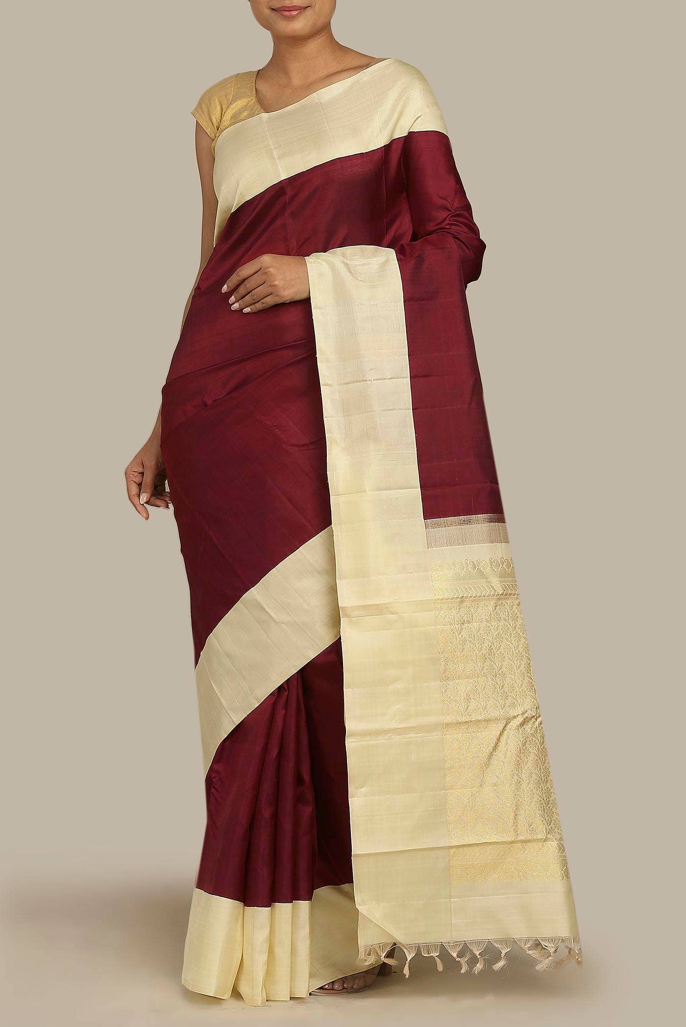 Maroon Kanchipuram Silk Saree