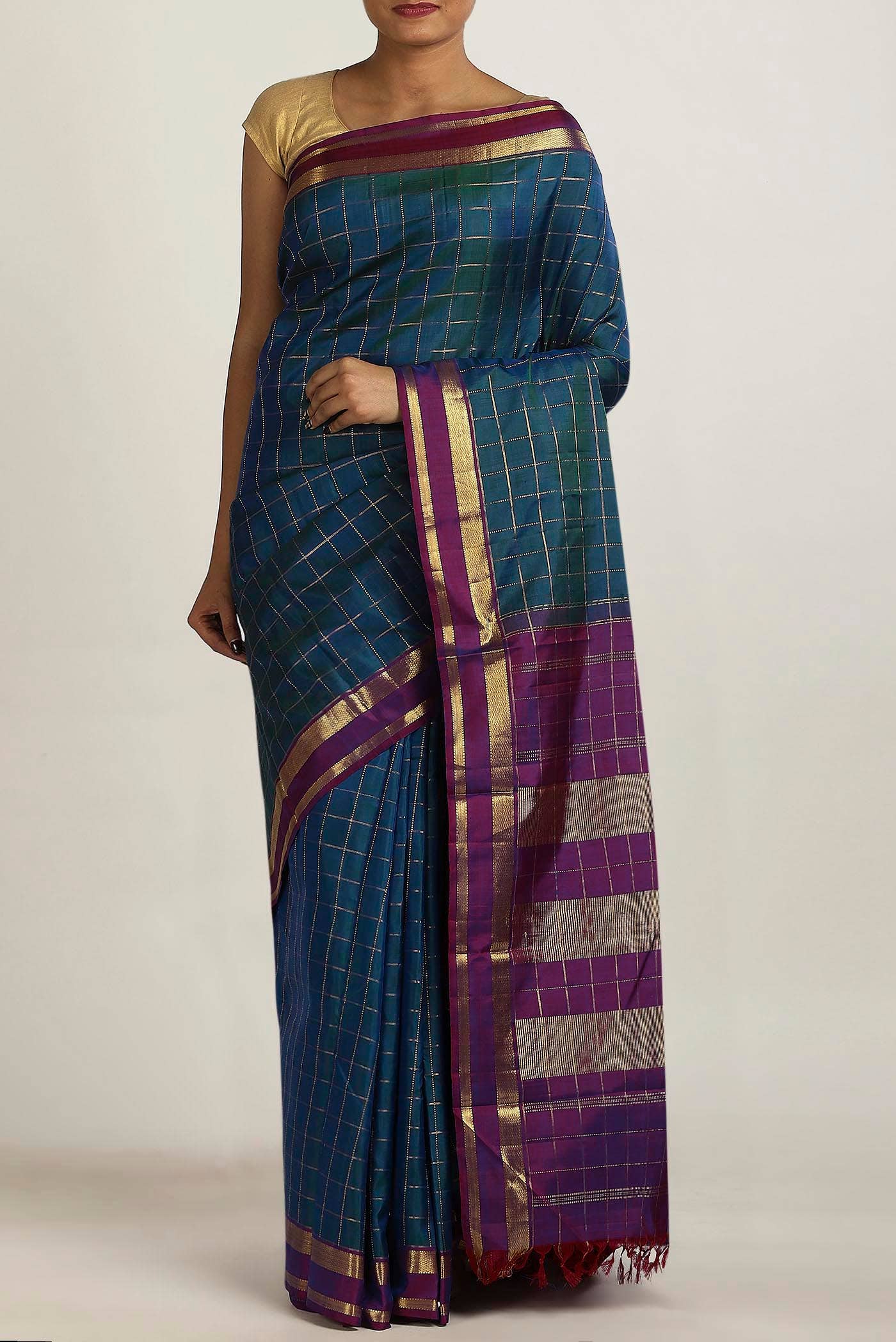 Blue Kanchipuram Silk Saree