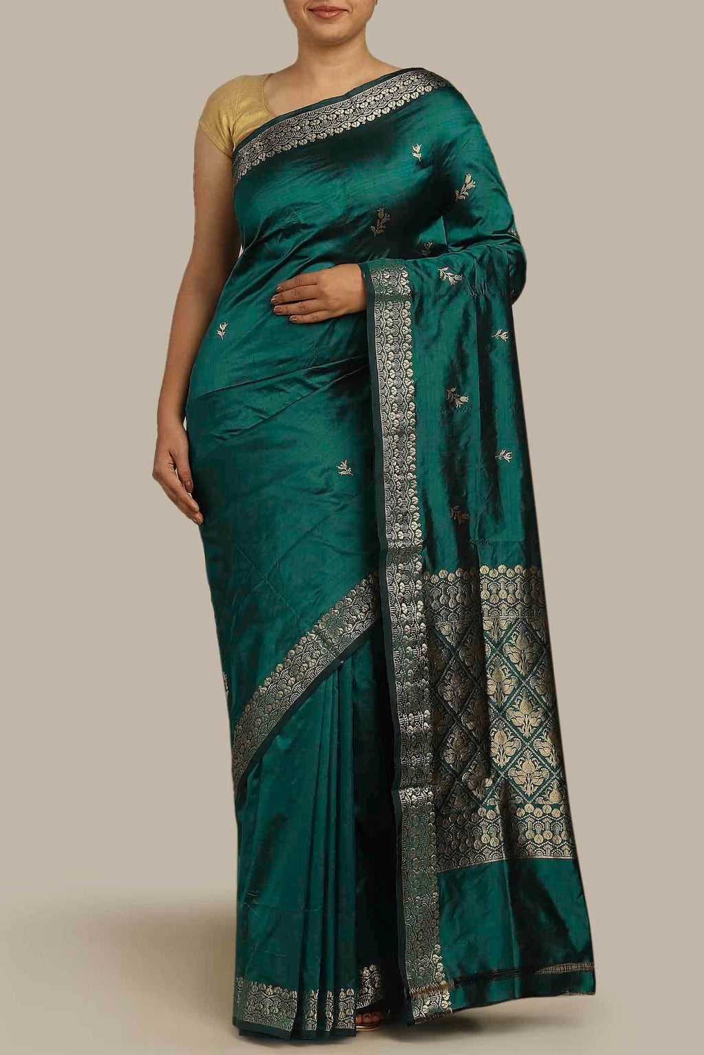 Green Banarasi Katan Silk Saree