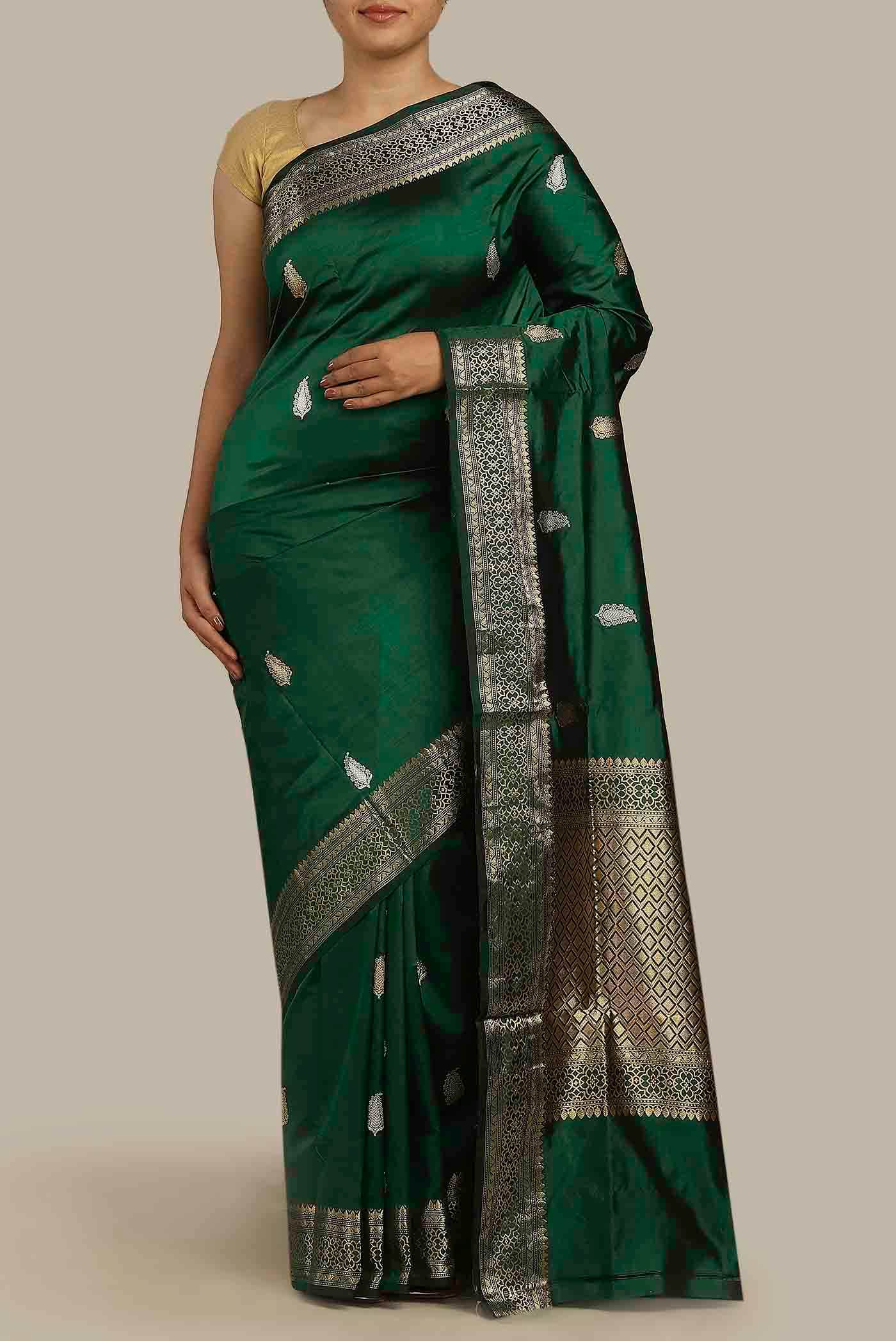 Green Banarasi Katan Silk Saree