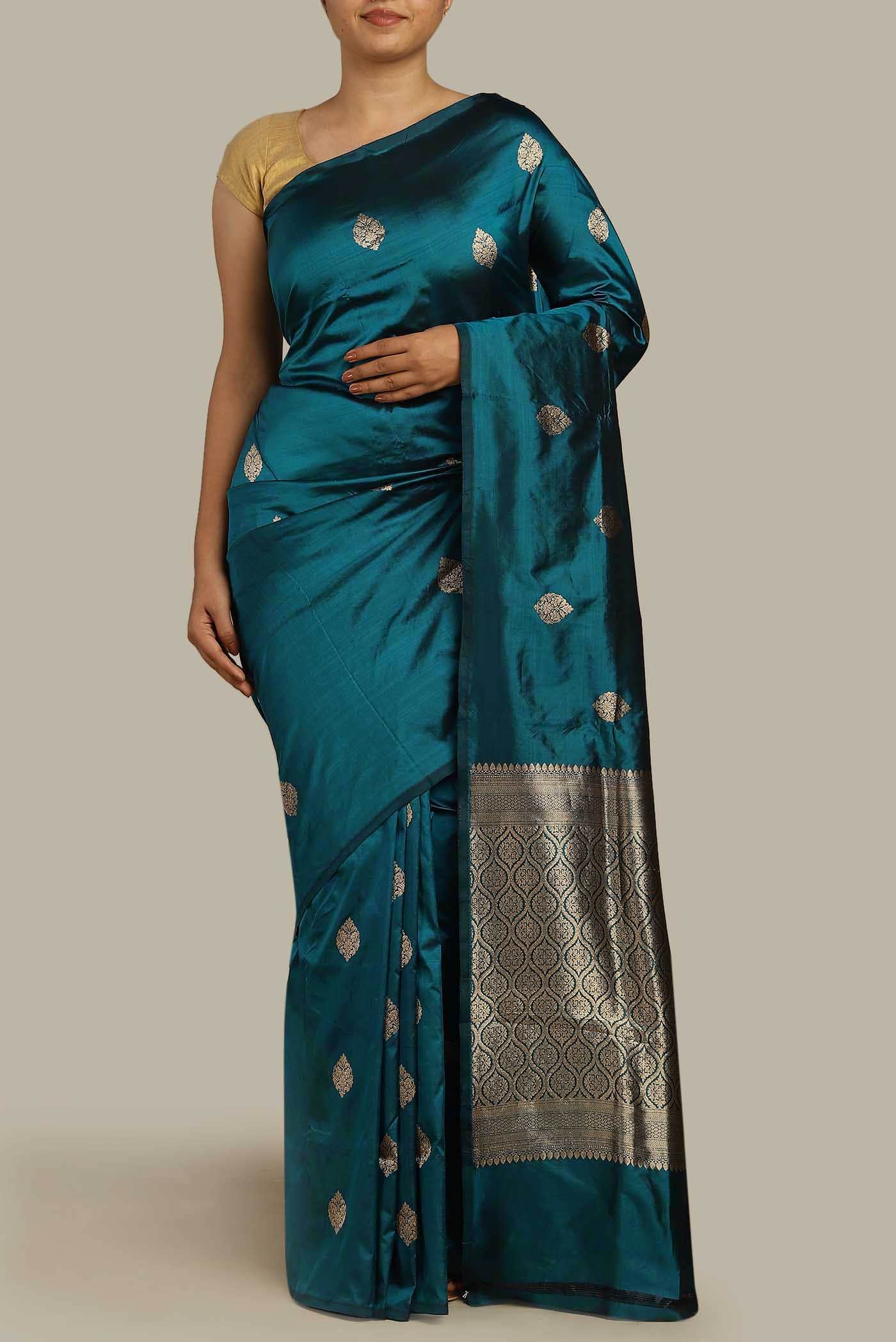 Blue Banarasi Katan Silk Saree